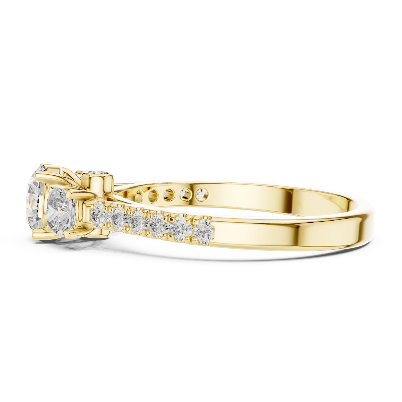  Gold Radiant Petal Whisper Solitaire Cocktail Ring Side View
