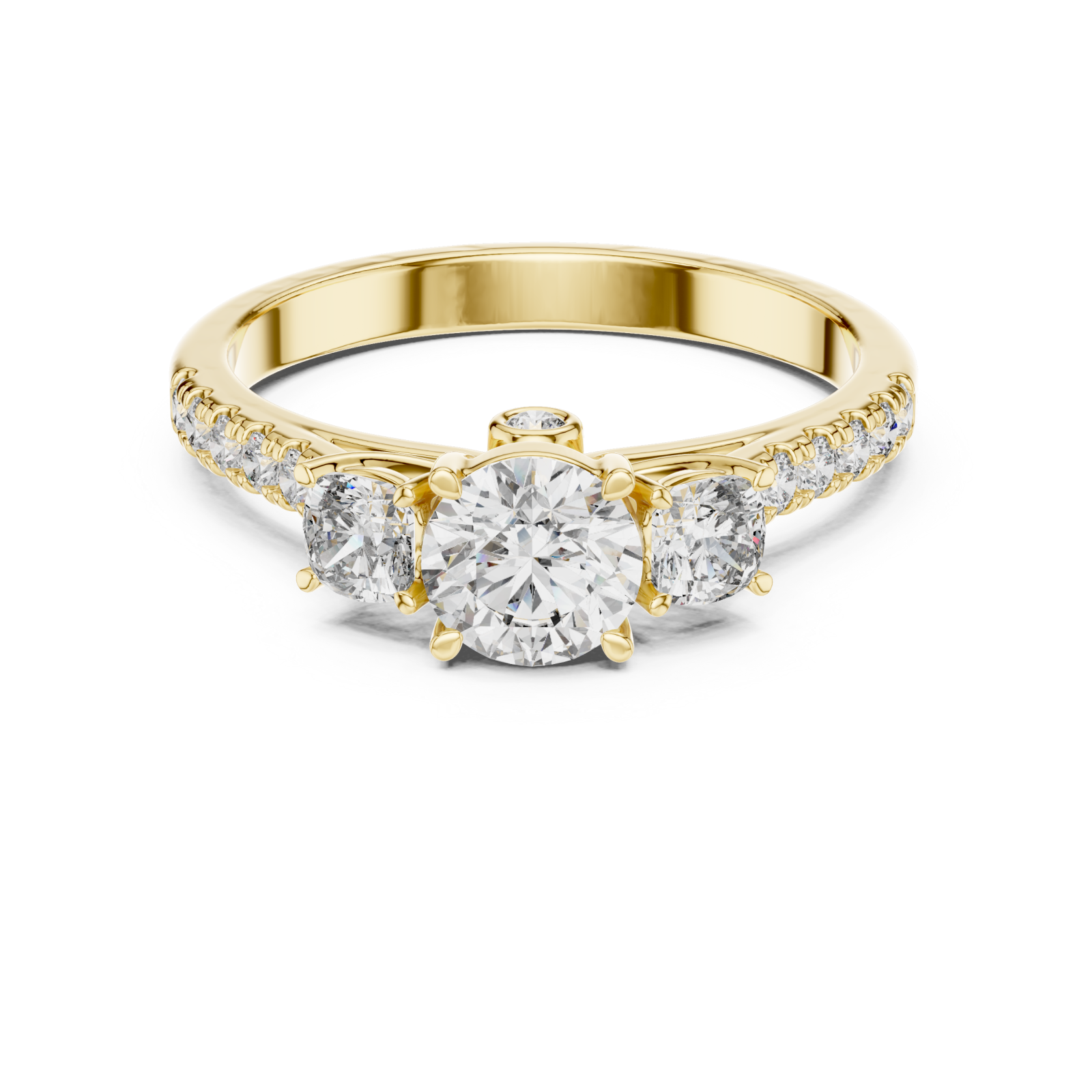  Gold Radiant Petal Whisper Solitaire Cocktail Ring Front View