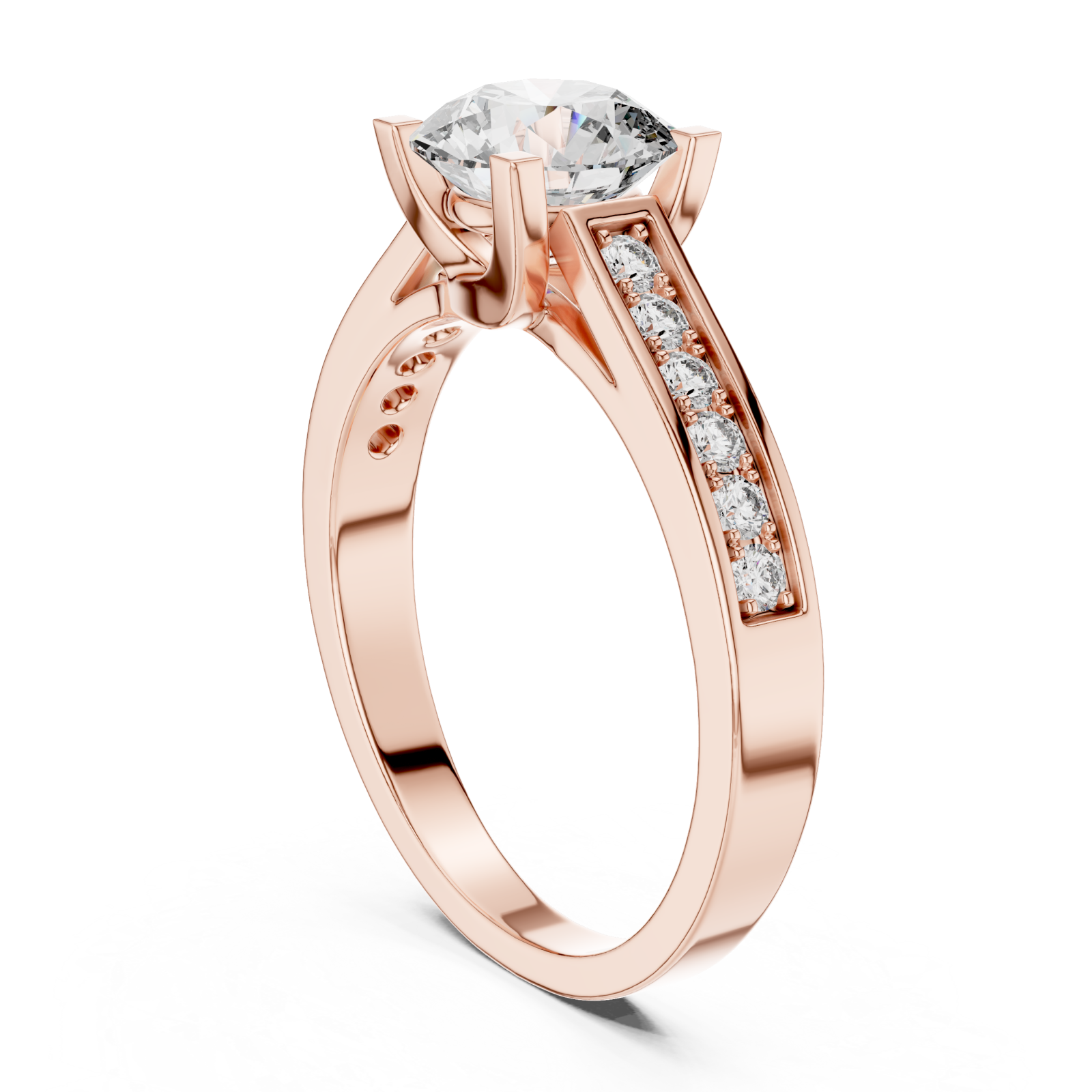  Rose Gold Graceful Solitaire Embrace Ring Left View