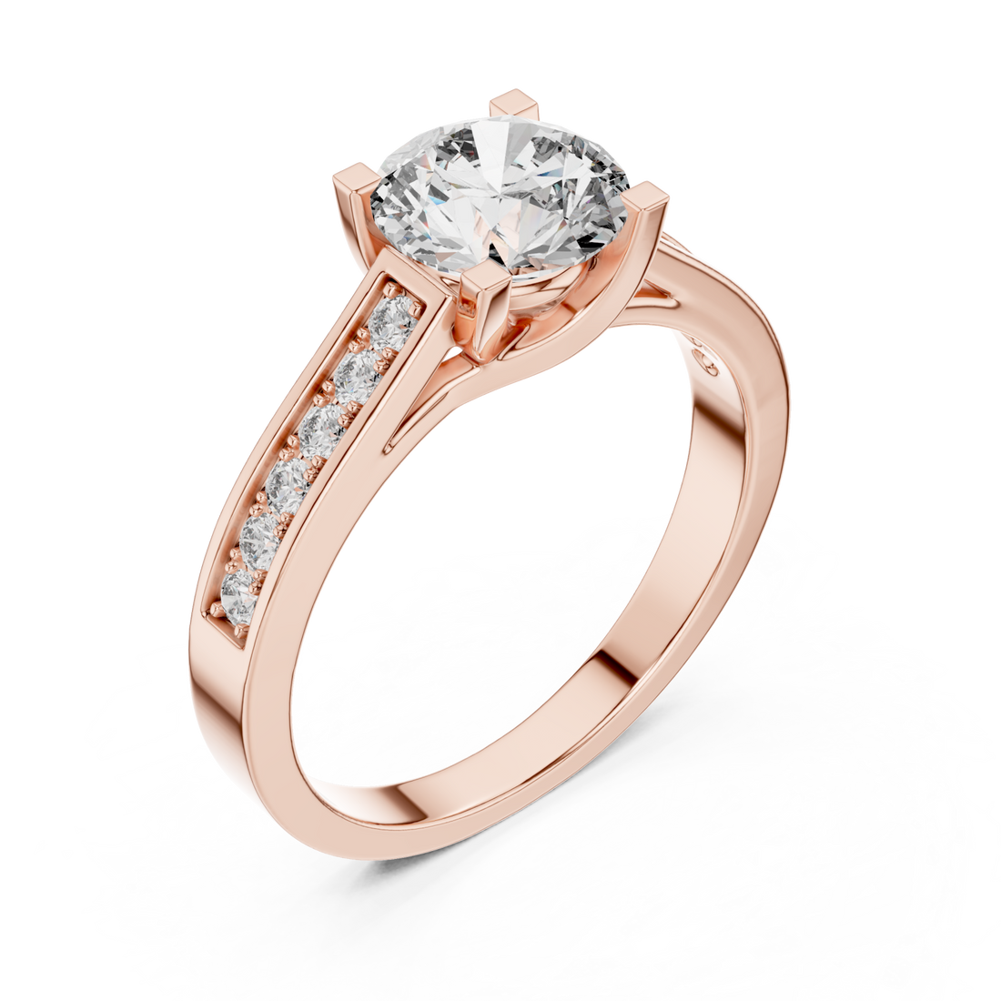  Rose Gold Graceful Solitaire Embrace Ring Right View