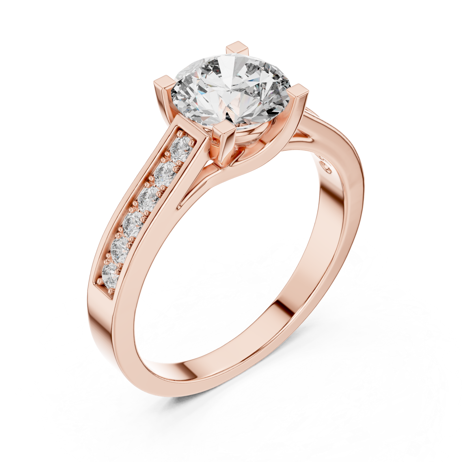  Rose Gold Graceful Solitaire Embrace Ring Right View