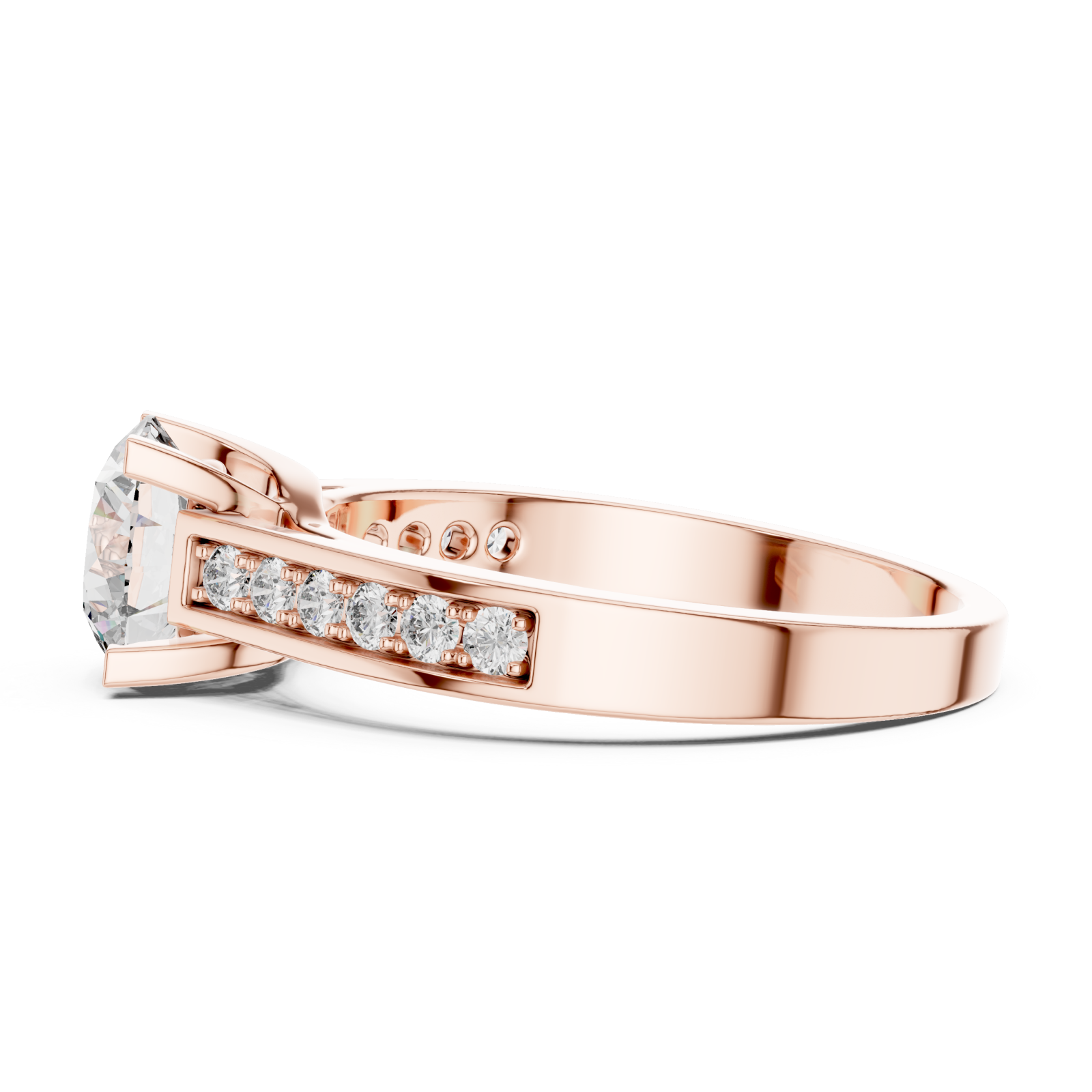  Rose Gold Graceful Solitaire Embrace Ring Side View