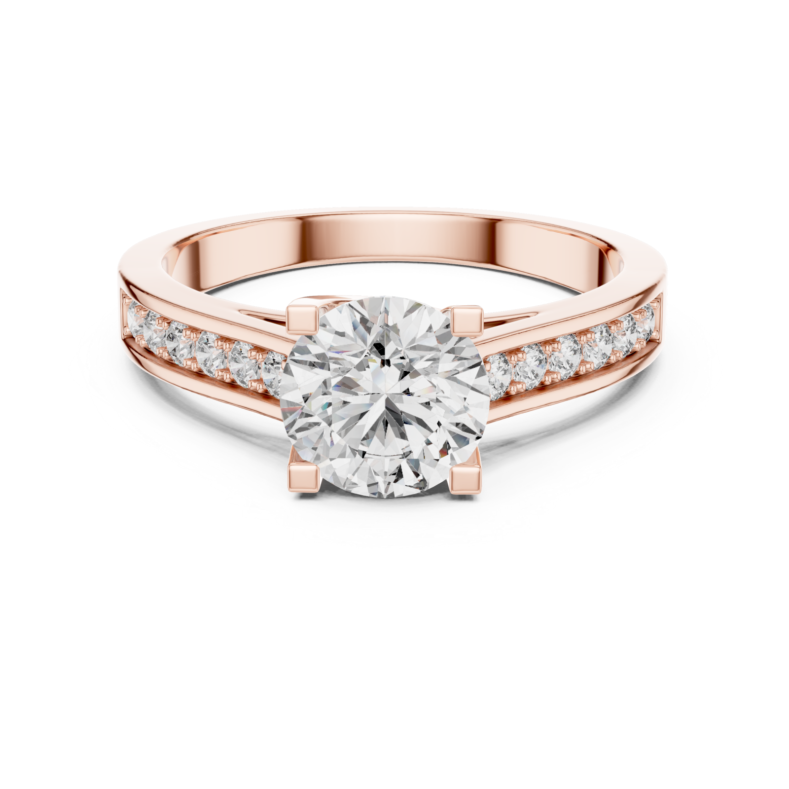  Rose Gold Graceful Solitaire Embrace Ring Front View