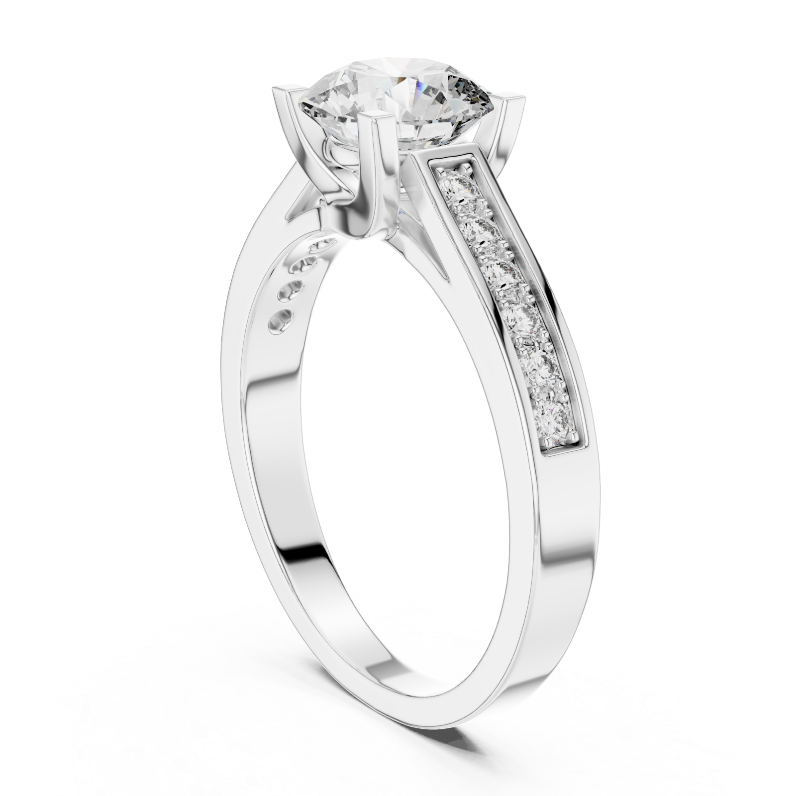  White Gold Graceful Solitaire Embrace Ring Left View