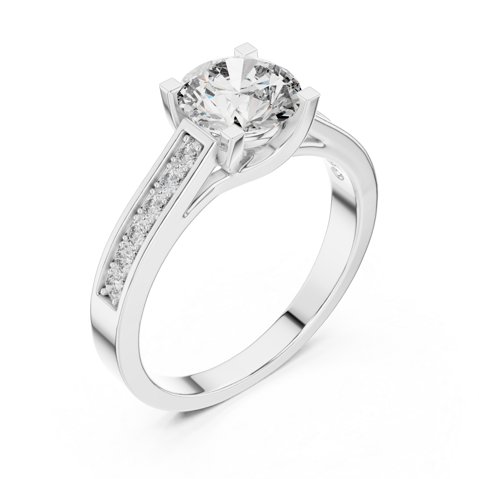  White Gold Graceful Solitaire Embrace Ring Right View
