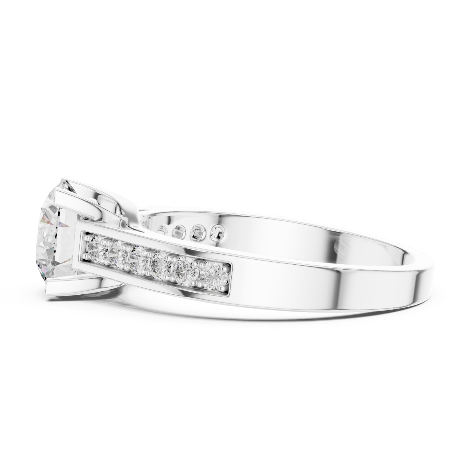 White Gold Graceful Solitaire Embrace Ring Side View