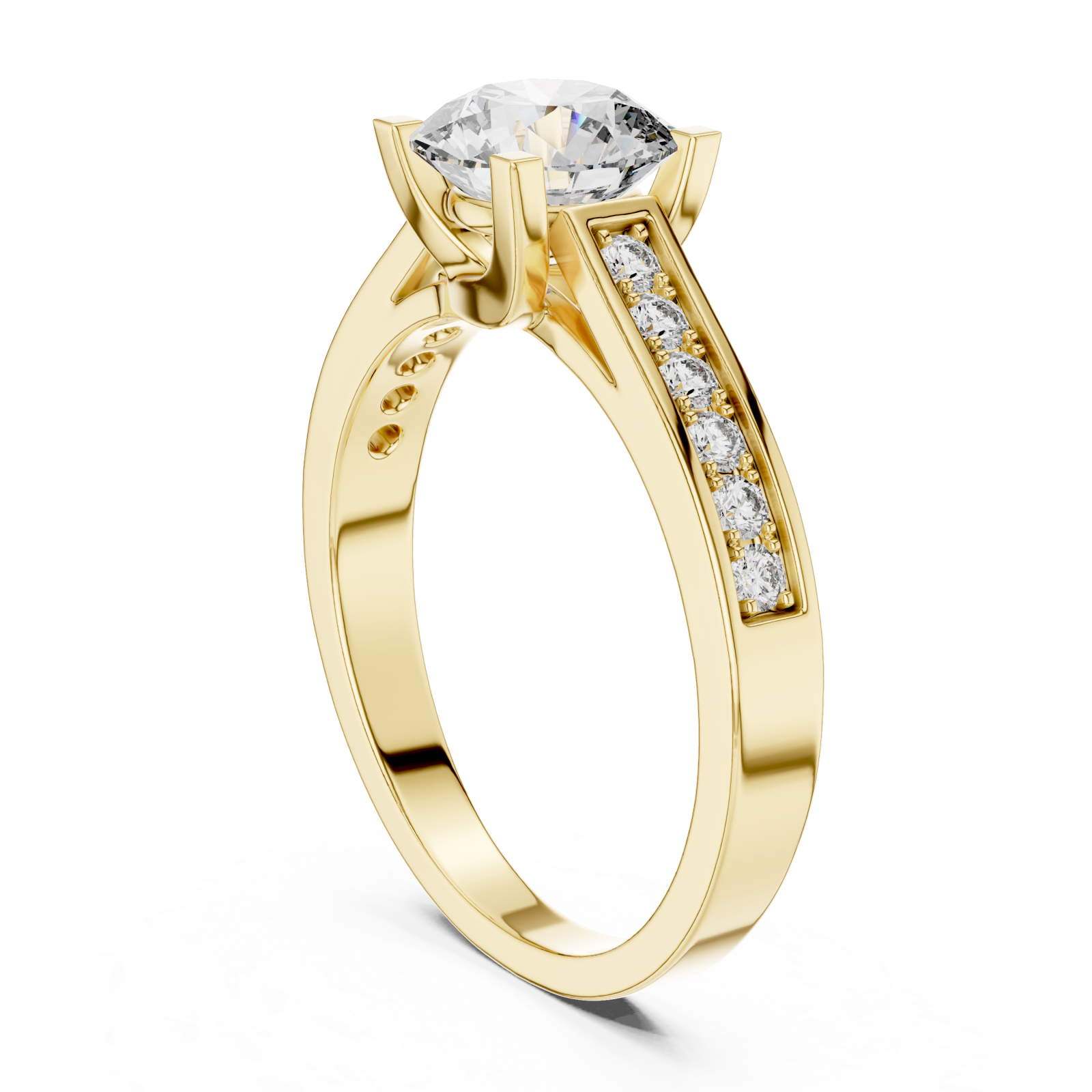  Gold Graceful Solitaire Embrace Ring Left View