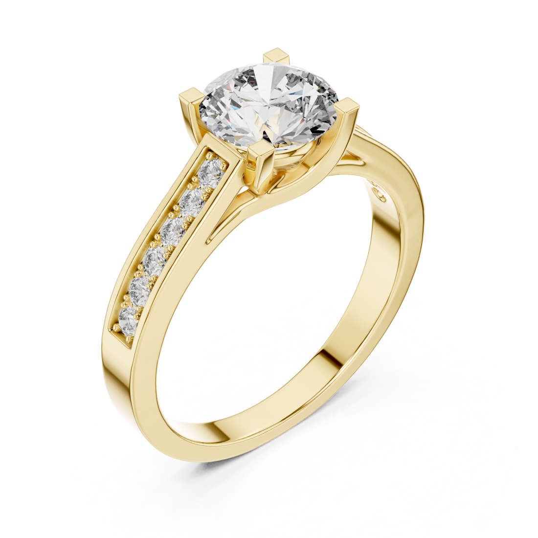 Gold Graceful Solitaire Embrace Ring Right View