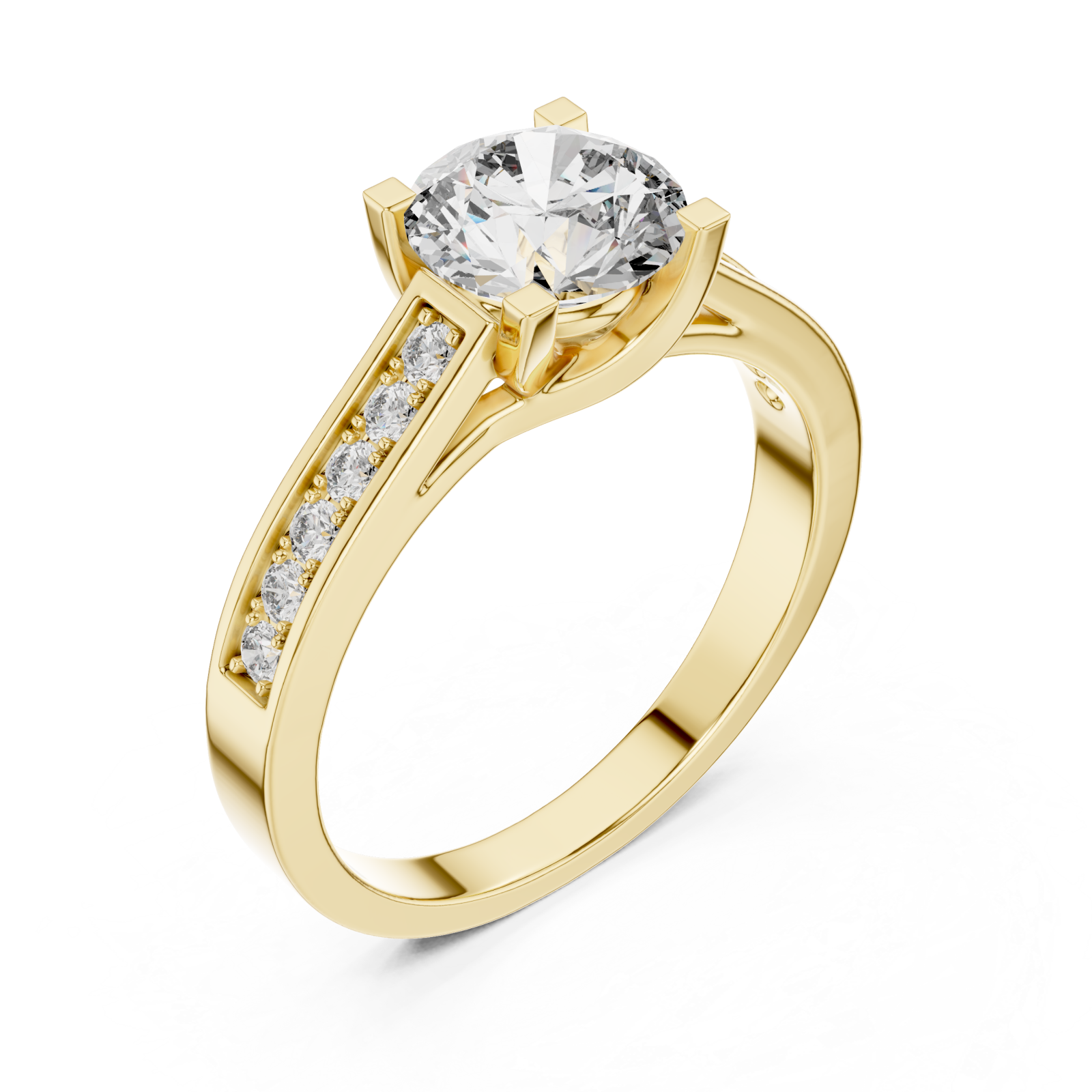 Gold Graceful Solitaire Embrace Ring Right View