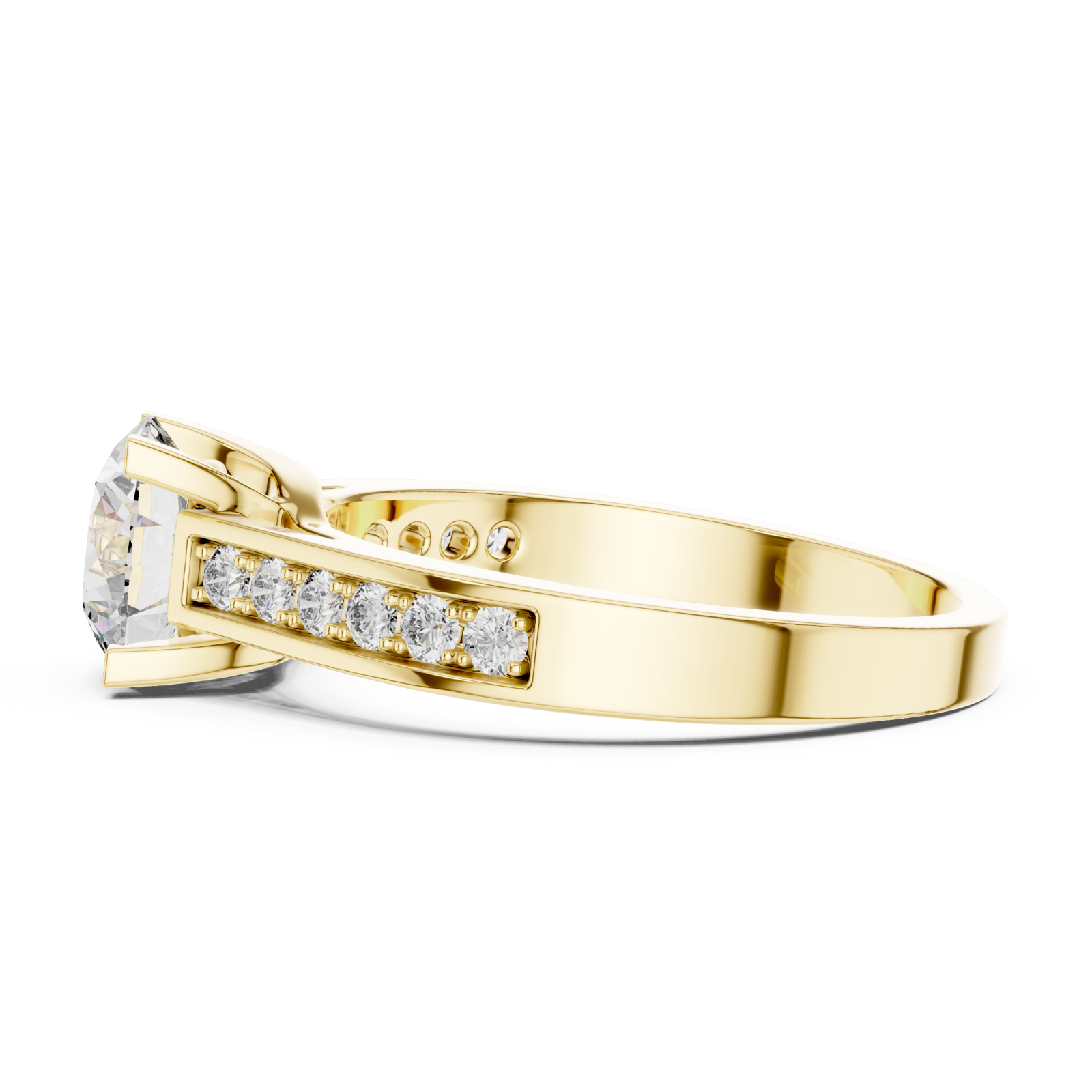  Gold Graceful Solitaire Embrace Ring Side View