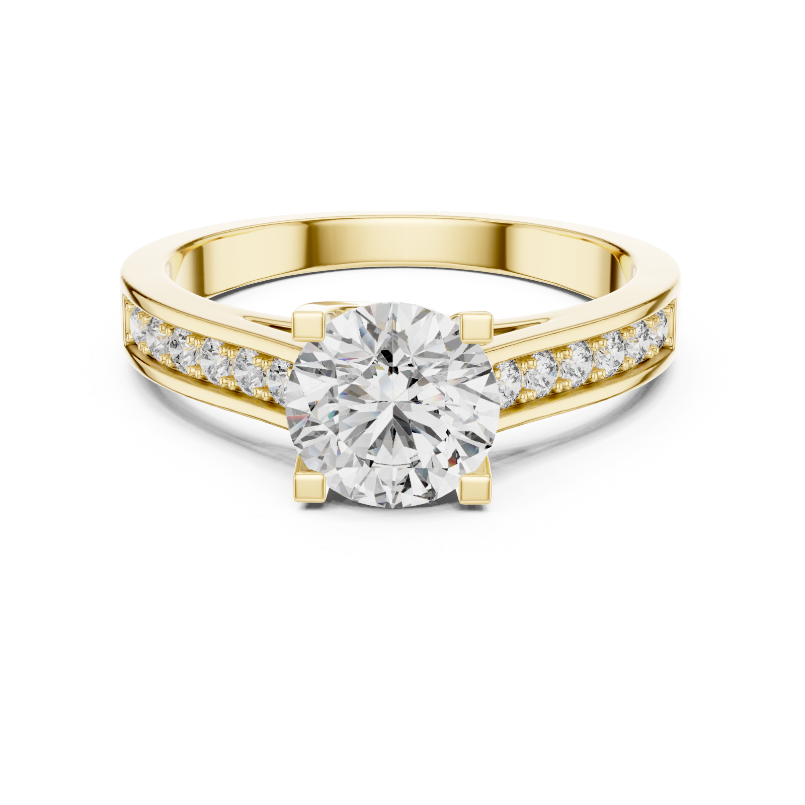  Gold Graceful Solitaire Embrace Ring Front View