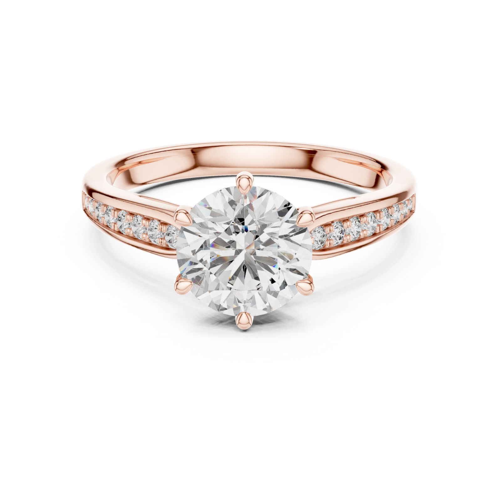  Rose Gold Radiant Cascade PavÃ© Crown Band Front View
