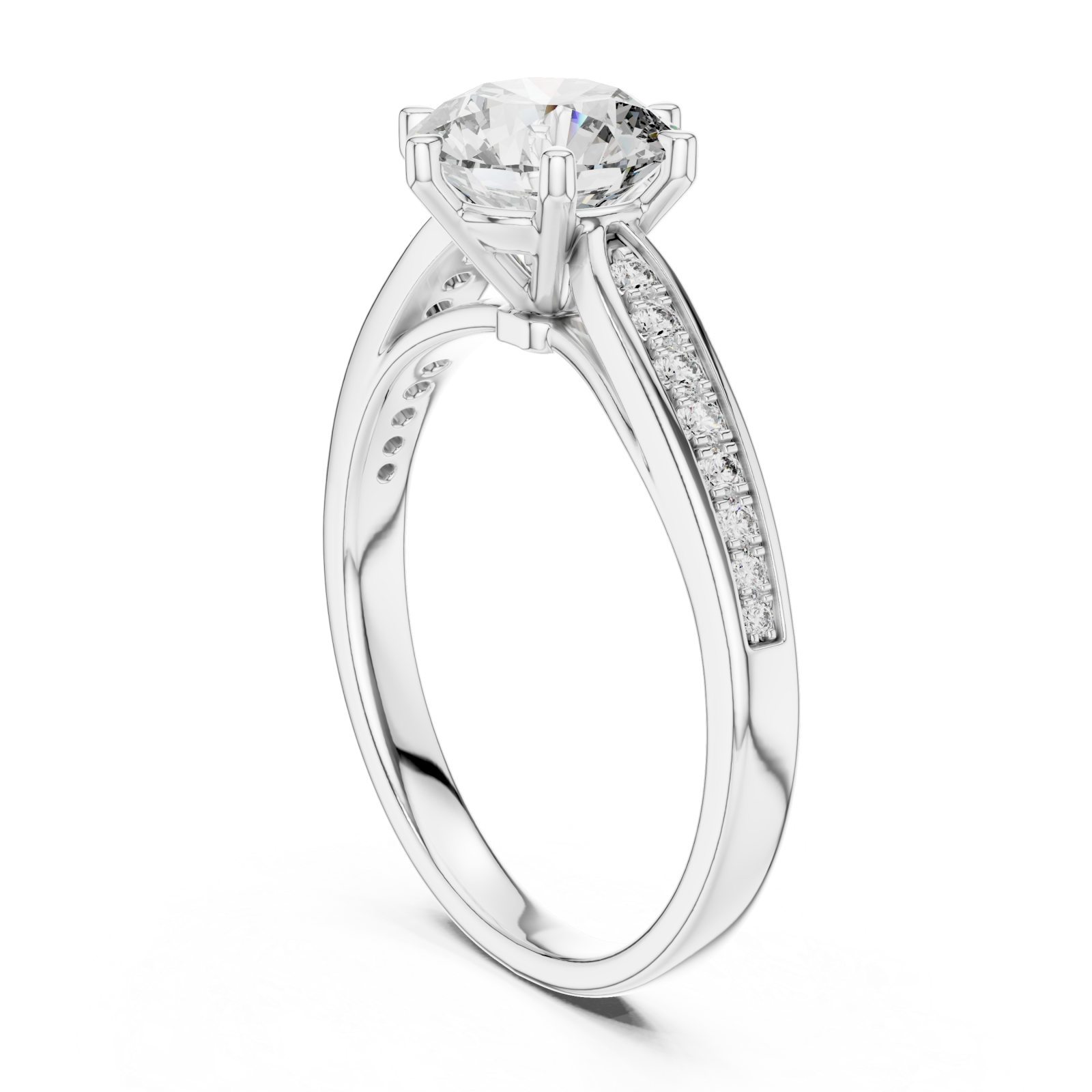  White Gold Radiant Cascade PavÃ© Crown Band Left View
