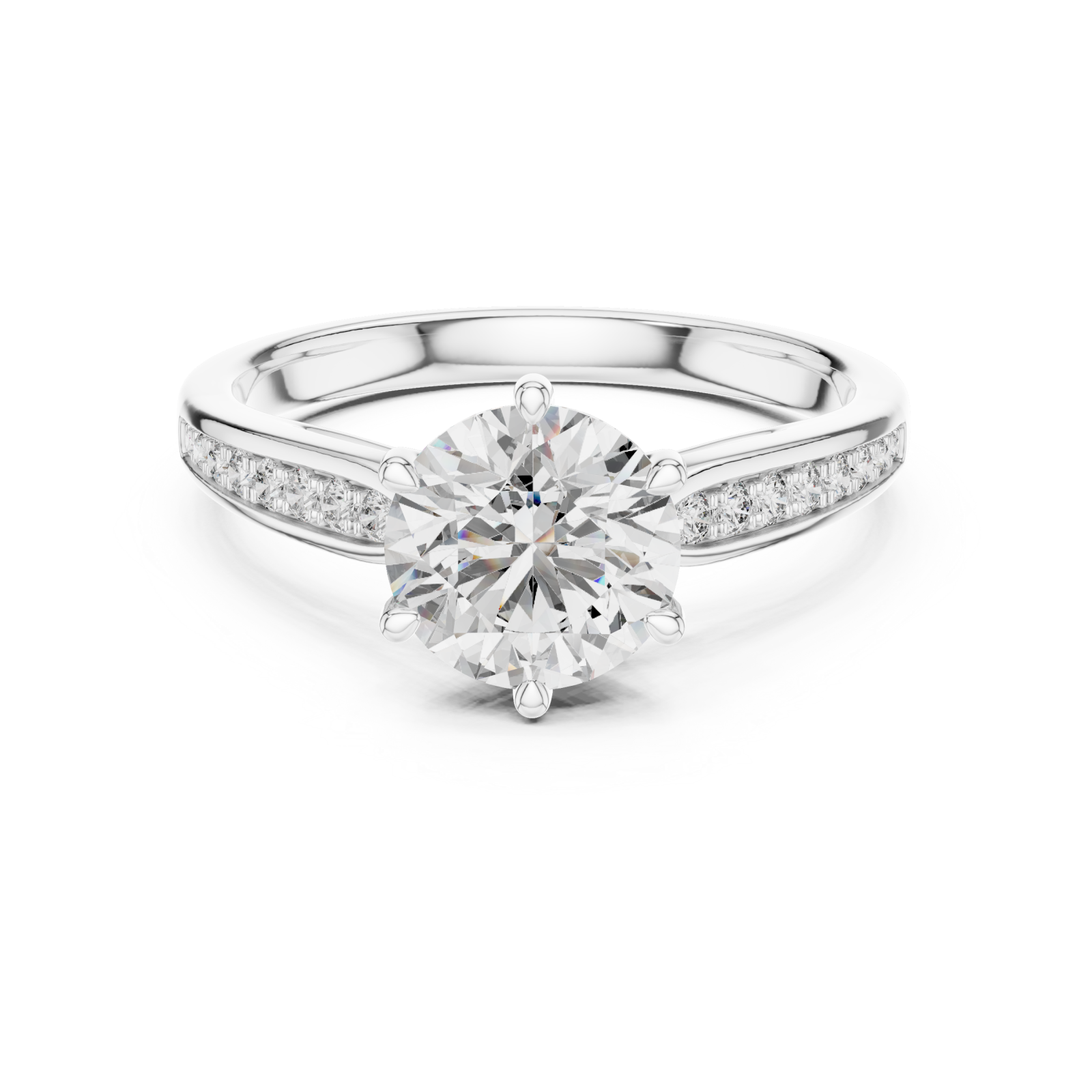  White Gold Radiant Cascade PavÃ© Crown Band Front View