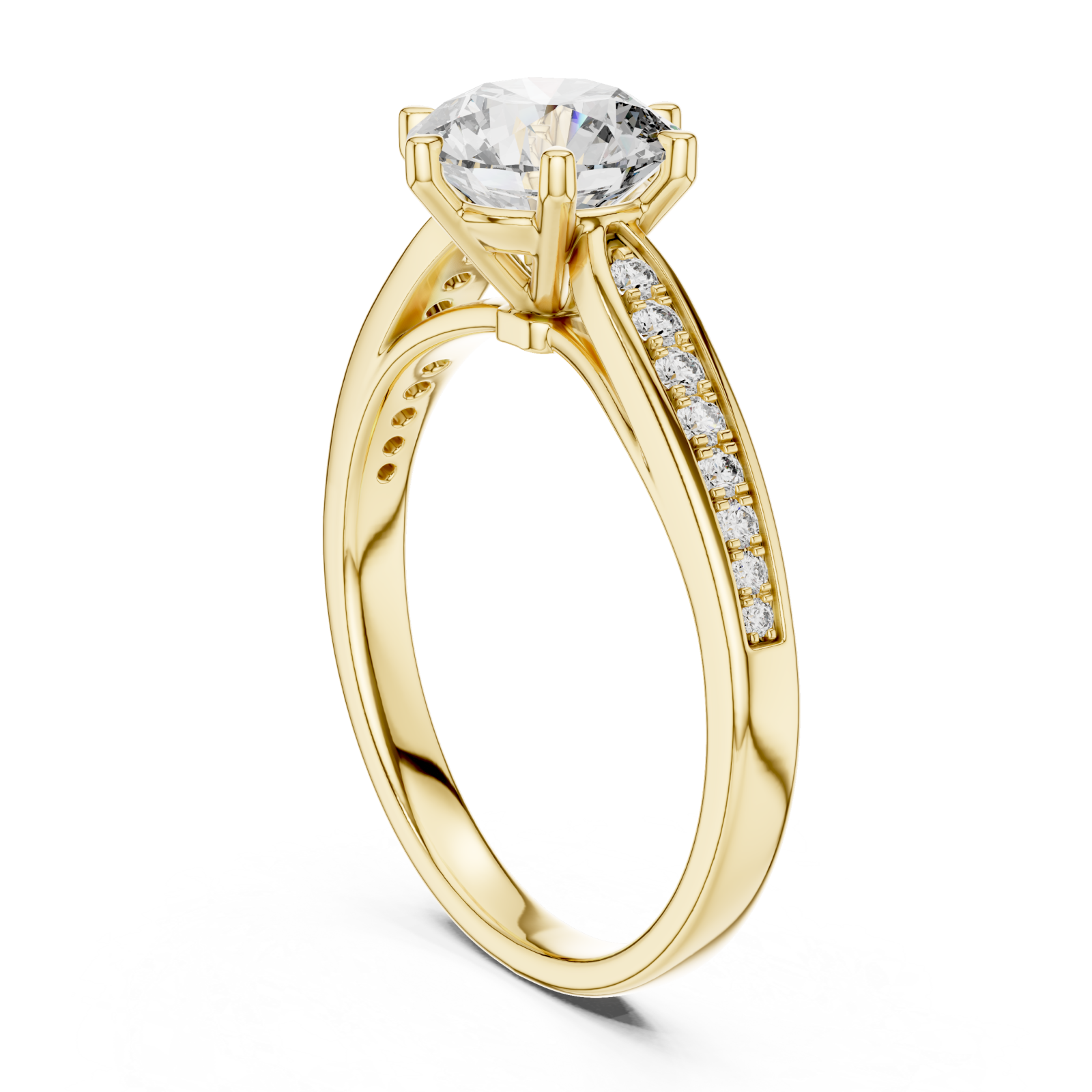 Gold Radiant Cascade PavÃ© Crown Band Left View