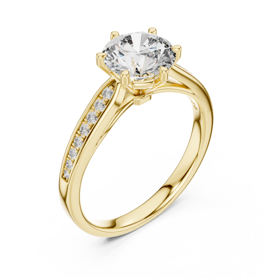 Gold Radiant Cascade PavÃ© Crown Band Right View