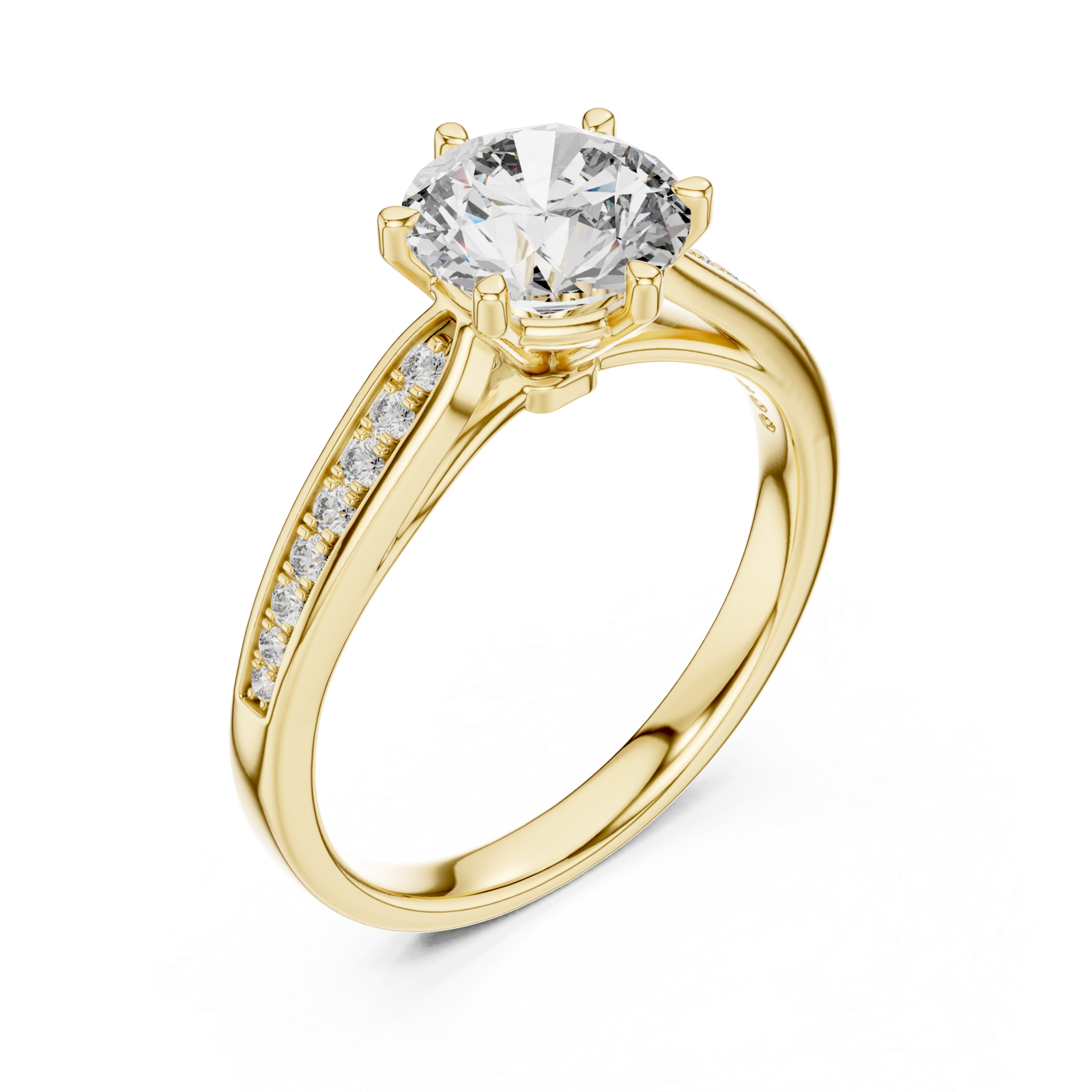 Gold Radiant Cascade PavÃ© Crown Band Right View