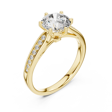 Gold Radiant Cascade PavÃ© Crown Band Right View