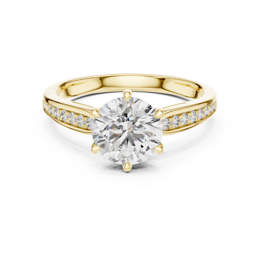 Gold Radiant Cascade PavÃ© Crown Band Right View