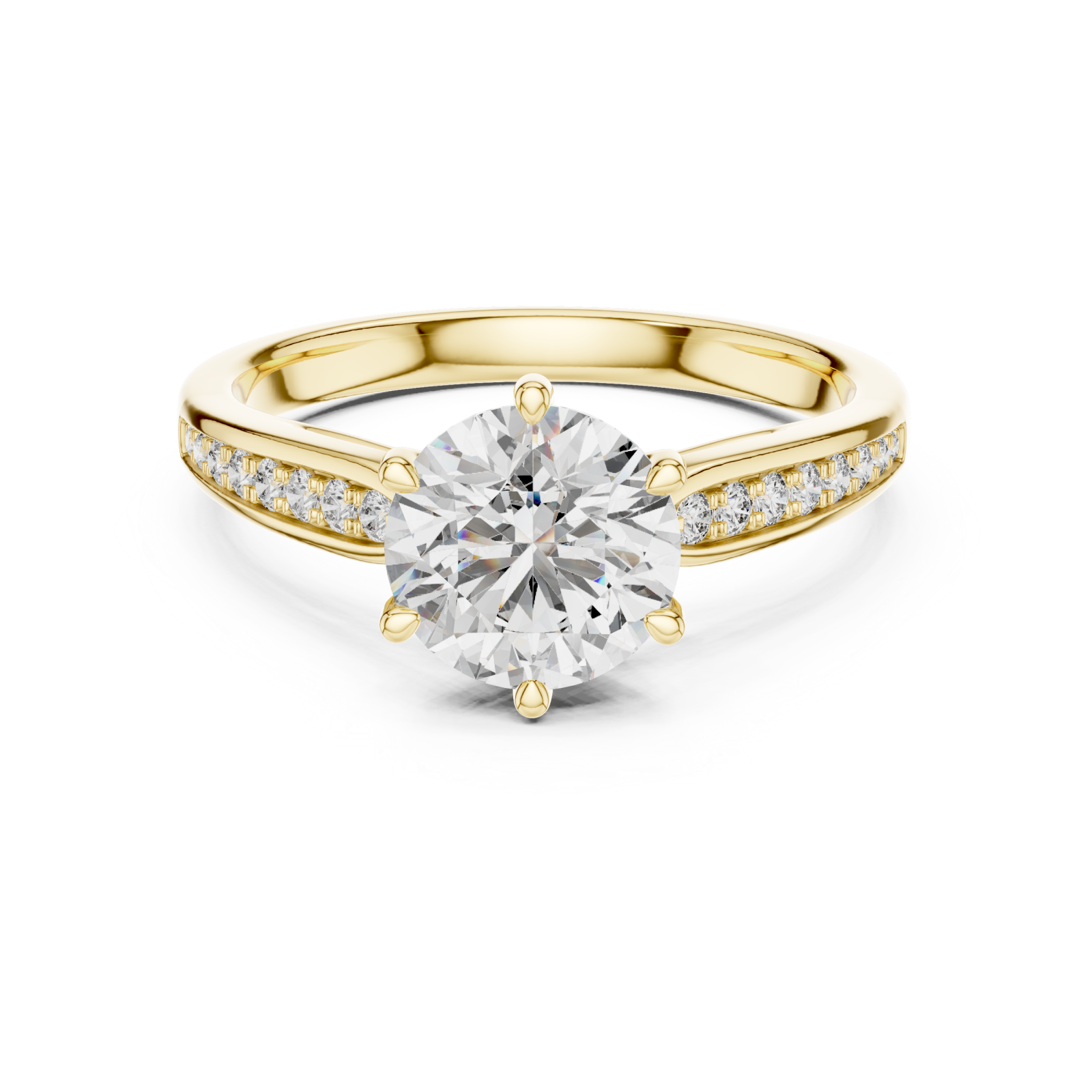  Gold Radiant Cascade PavÃ© Crown Band Front View