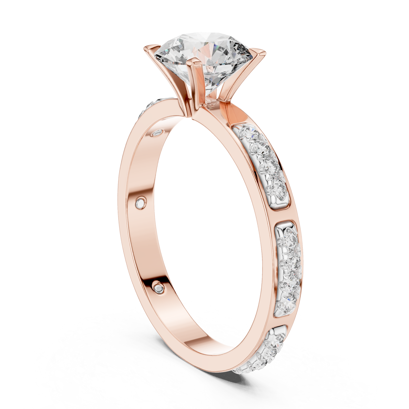  Rose Gold Whispering Radiance Band Ring Left View