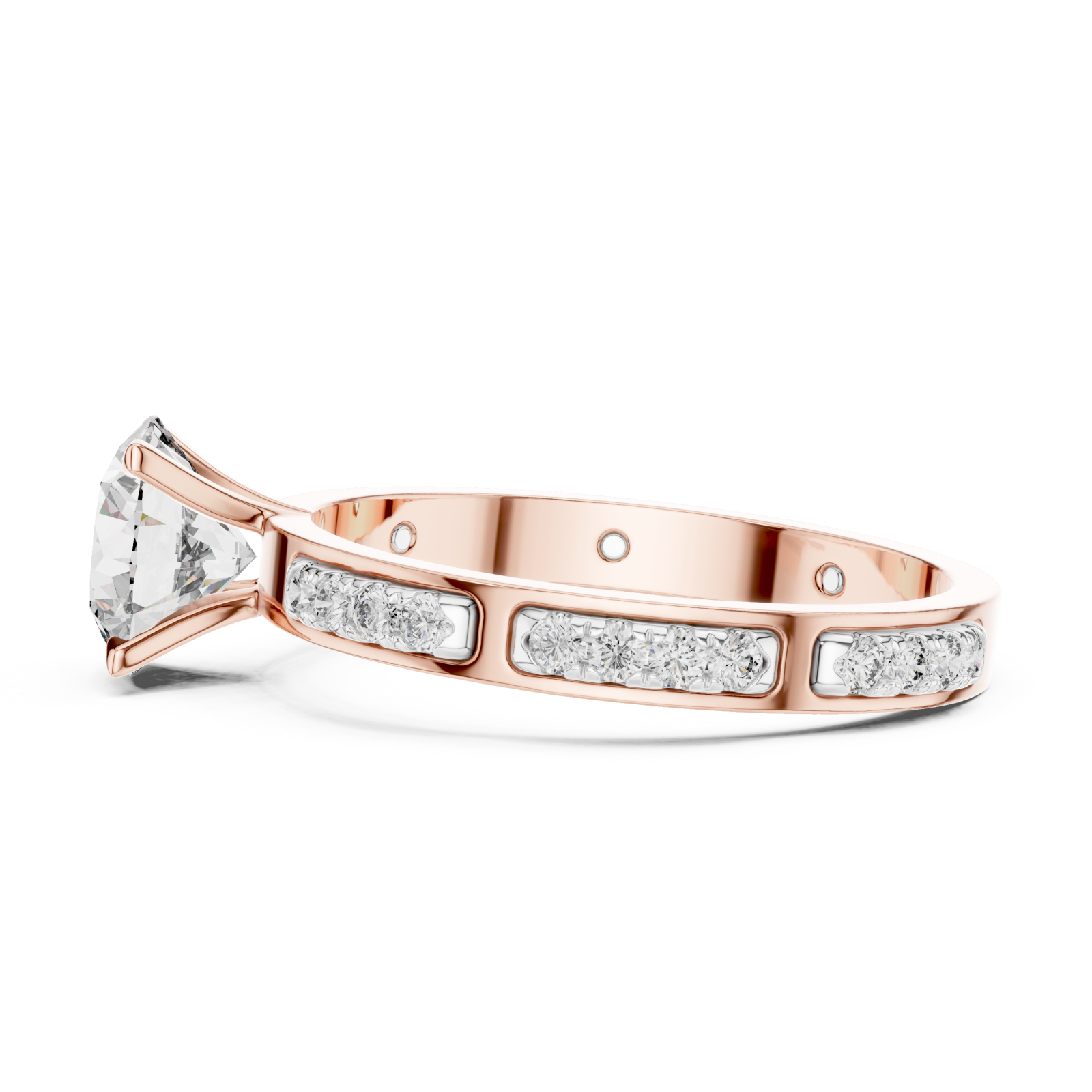  Rose Gold Whispering Radiance Band Ring Side View
