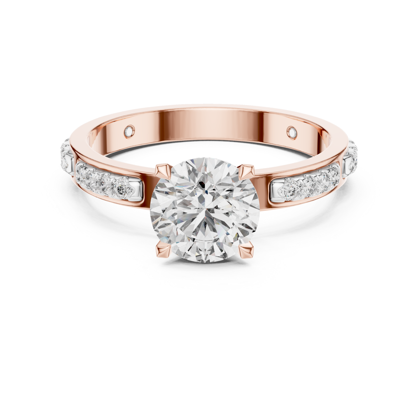  Rose Gold Whispering Radiance Band Ring Front View
