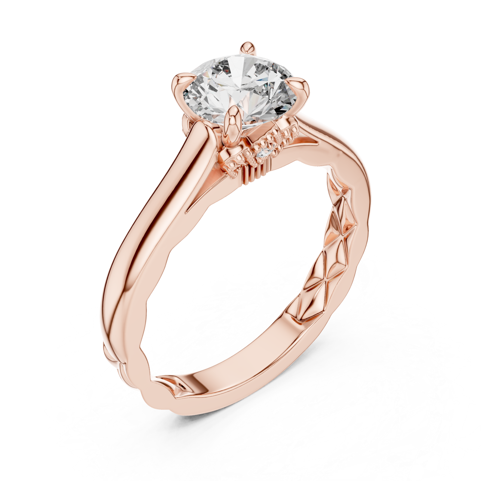  Rose Gold Vivid Harmony Tiled Crown Solitaire Ring Right View