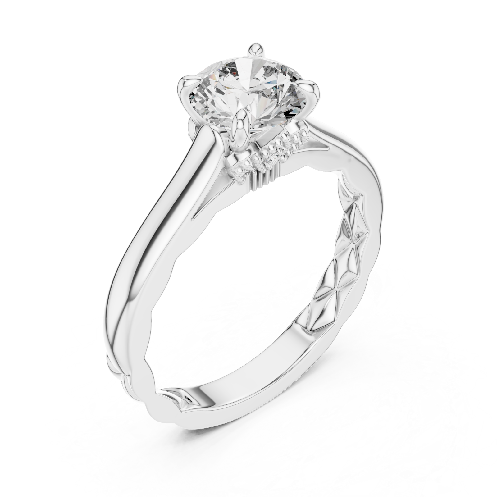  White Gold Vivid Harmony Tiled Crown Solitaire Ring Right View