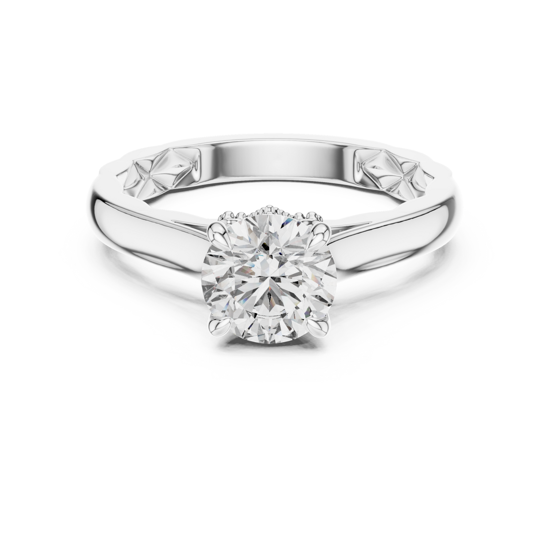  White Gold Vivid Harmony Tiled Crown Solitaire Ring Right View