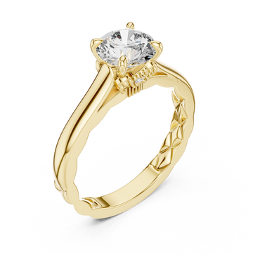 Gold Vivid Harmony Tiled Crown Solitaire Ring Right View