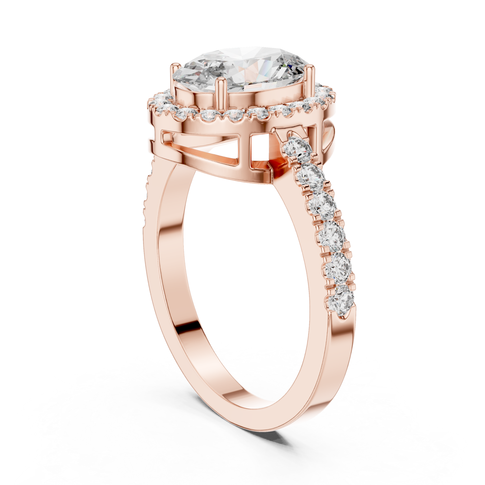  Rose Gold Twilight Lace Crown Halo Statement Ring Left View
