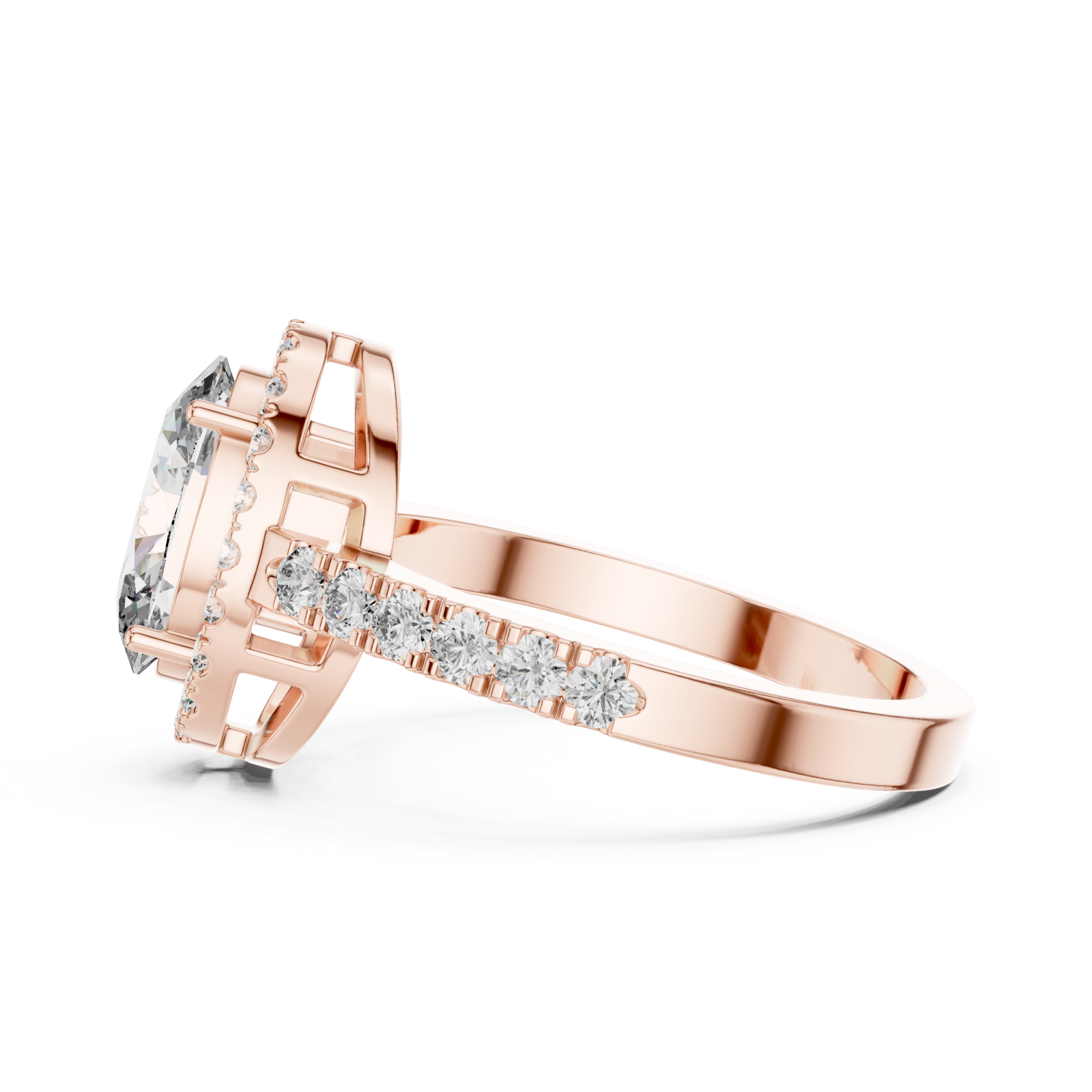  Rose Gold Twilight Lace Crown Halo Statement Ring Side View