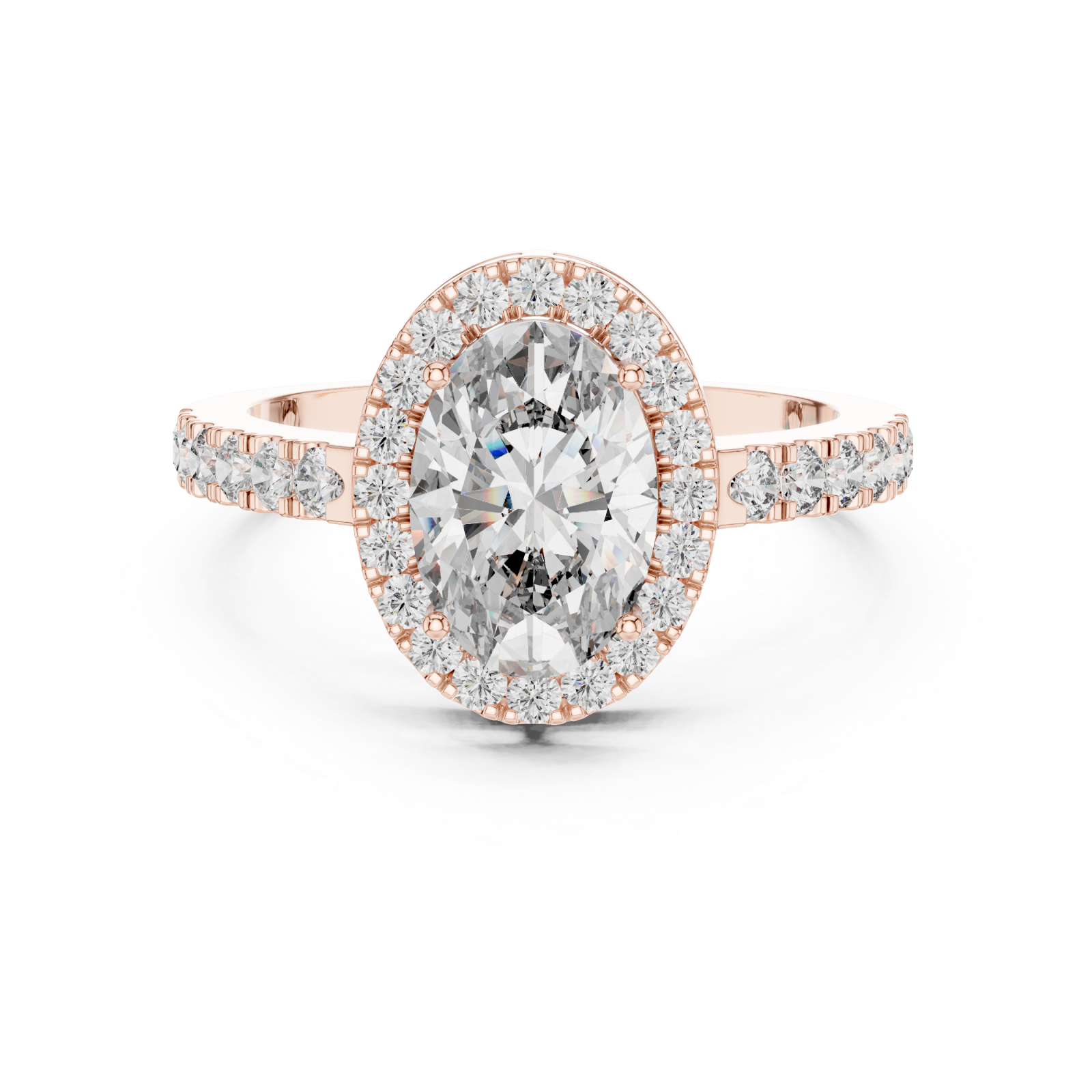 Rose Gold Twilight Lace Crown Halo Statement Ring Front View