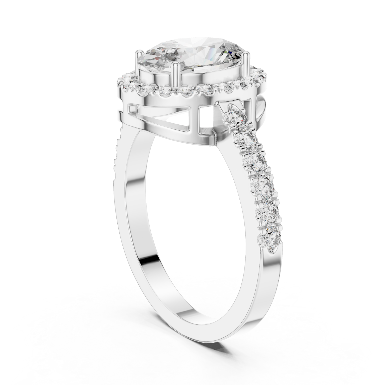  White Gold Twilight Lace Crown Halo Statement Ring Left View