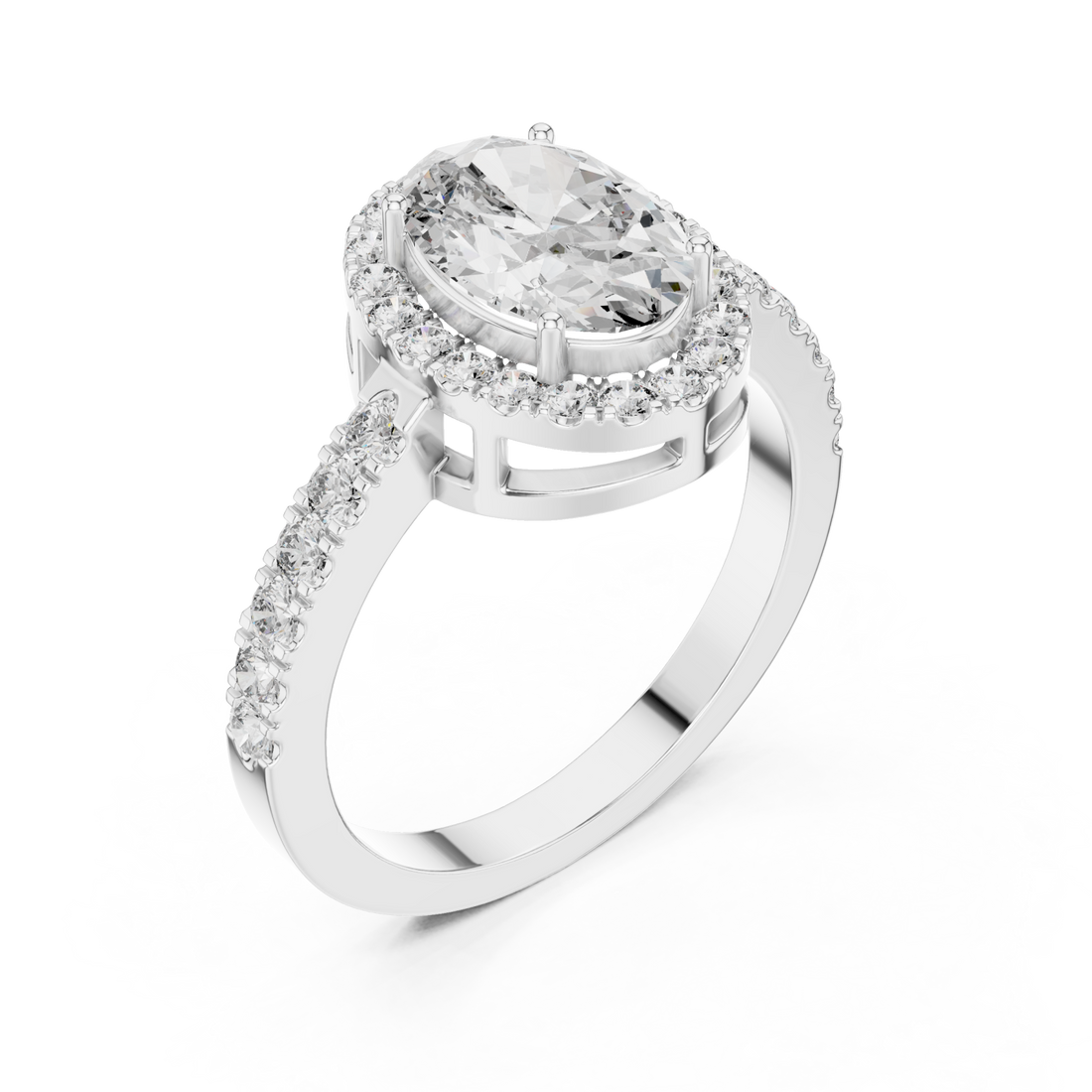  White Gold Twilight Lace Crown Halo Statement Ring Right View