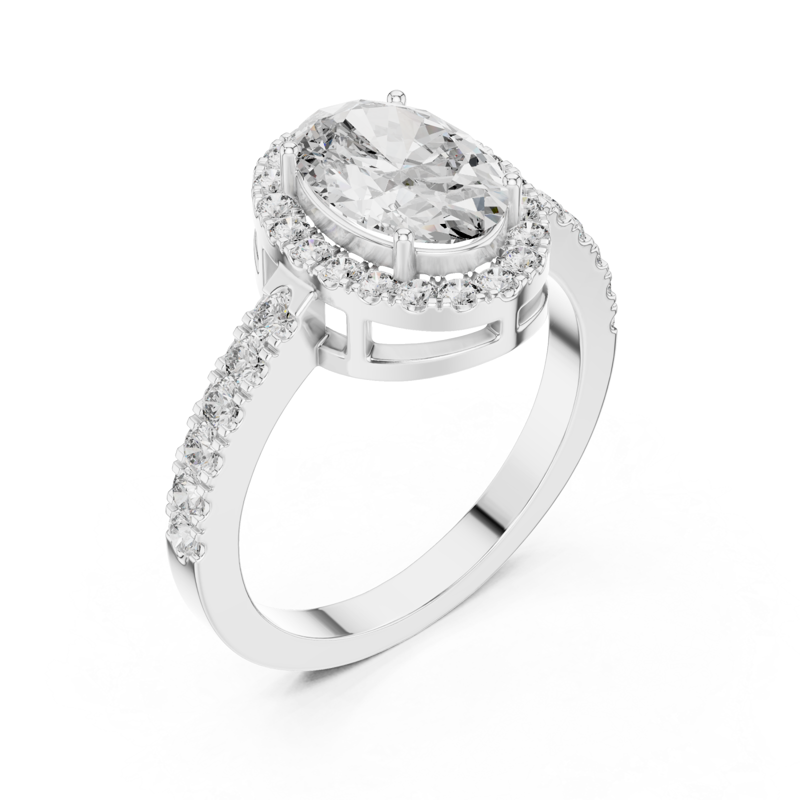  White Gold Twilight Lace Crown Halo Statement Ring Right View