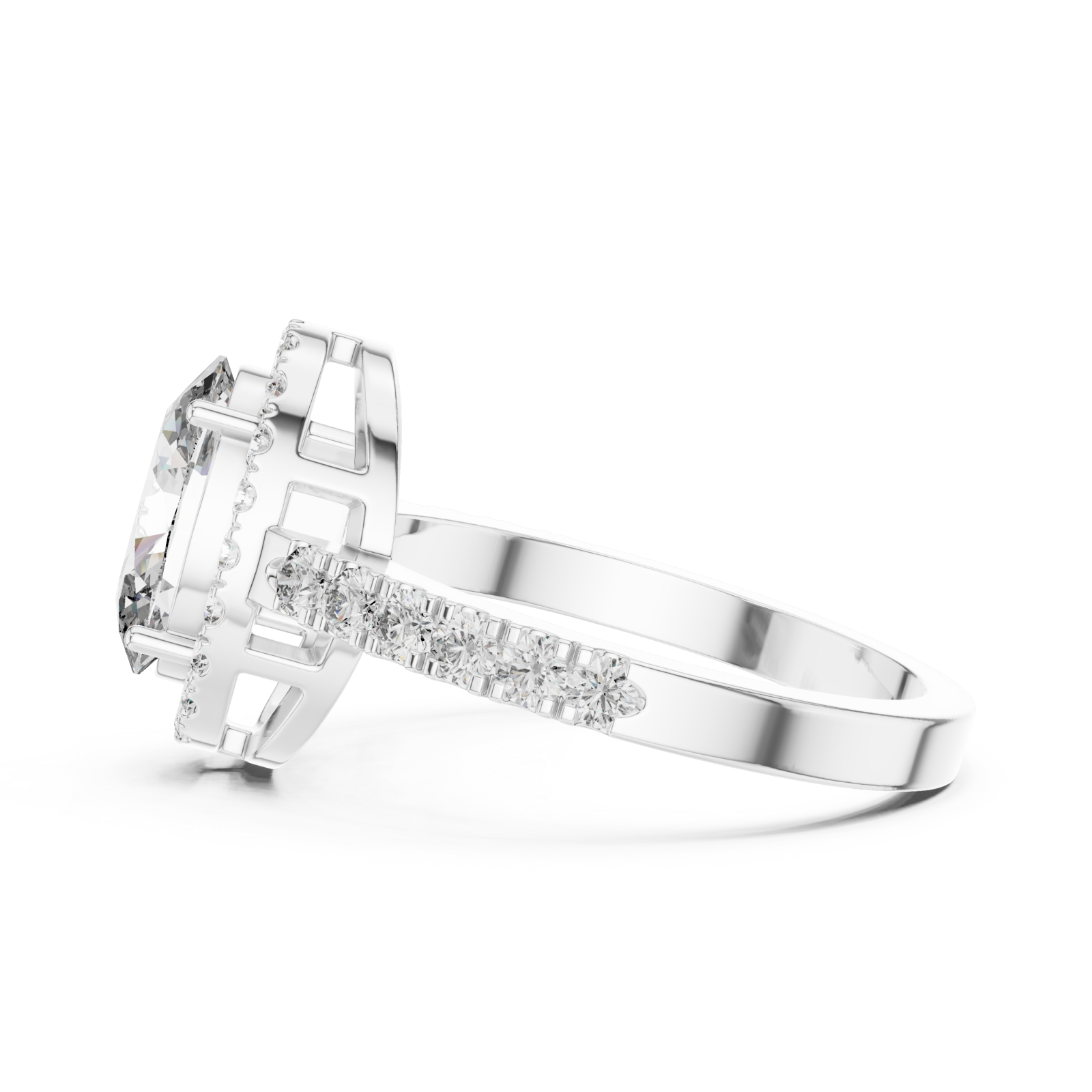  White Gold Twilight Lace Crown Halo Statement Ring Side View