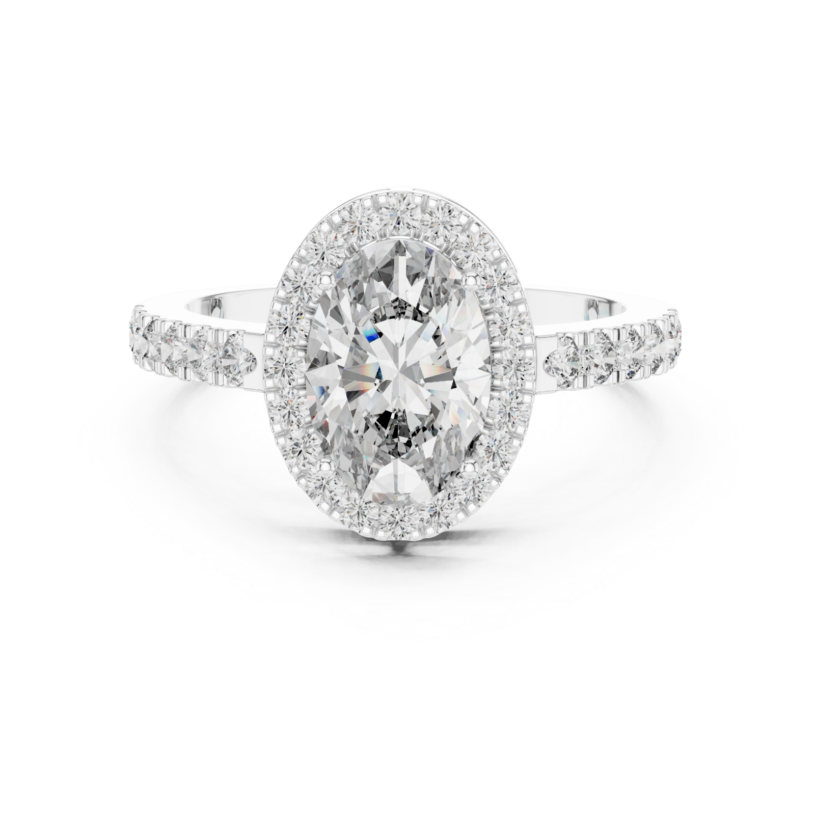  White Gold Twilight Lace Crown Halo Statement Ring Front View