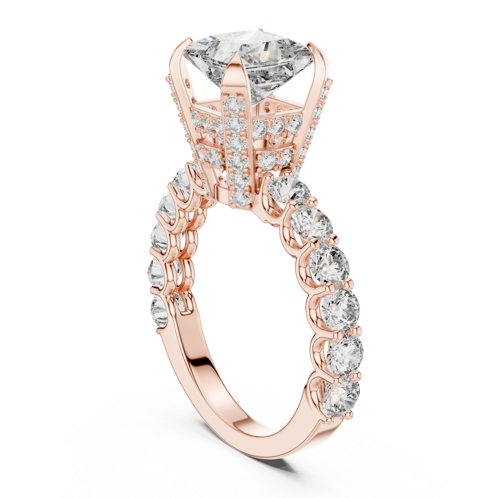  Rose Gold Twilight Glow Marquise Halo Ring Left View