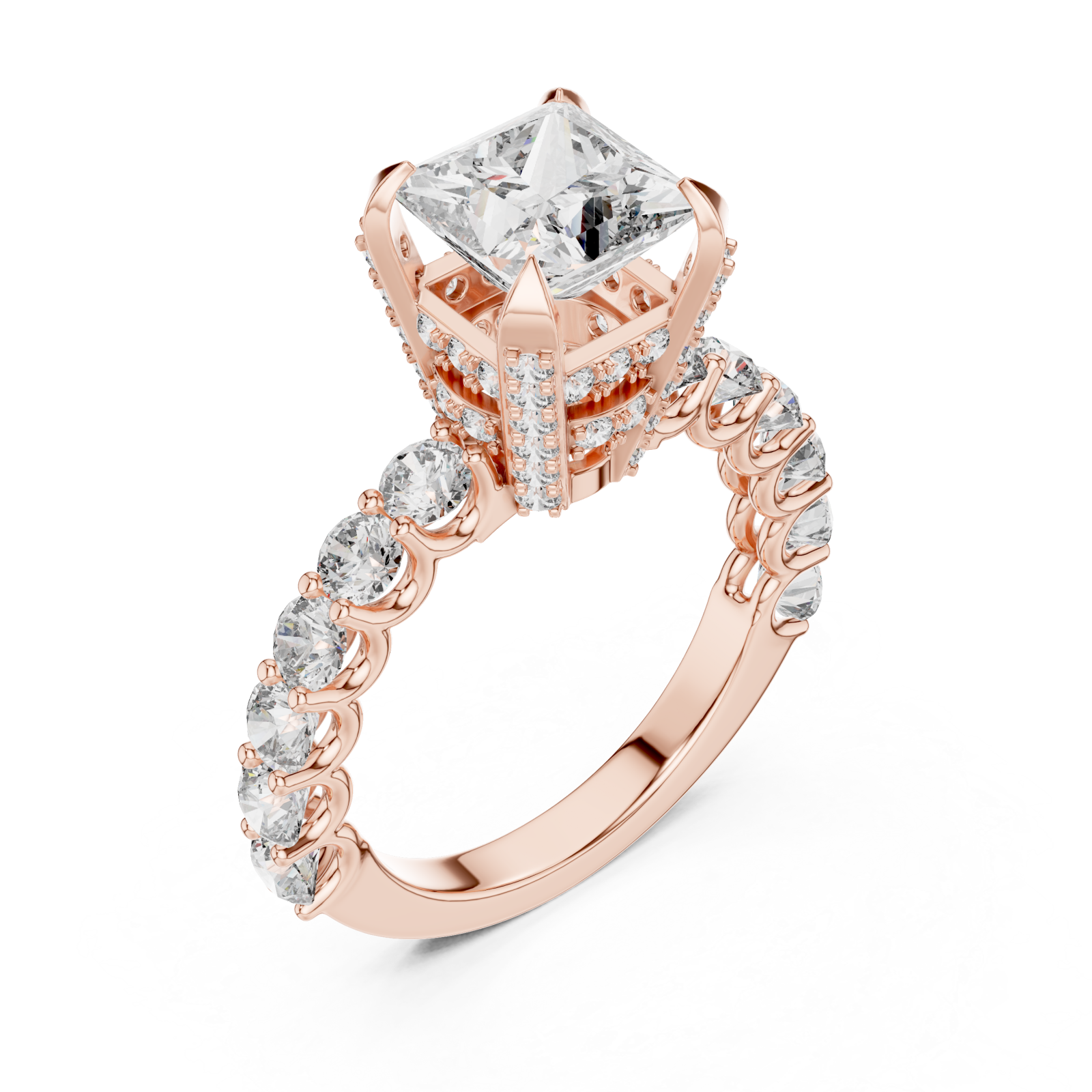  Rose Gold Twilight Glow Marquise Halo Ring Right View