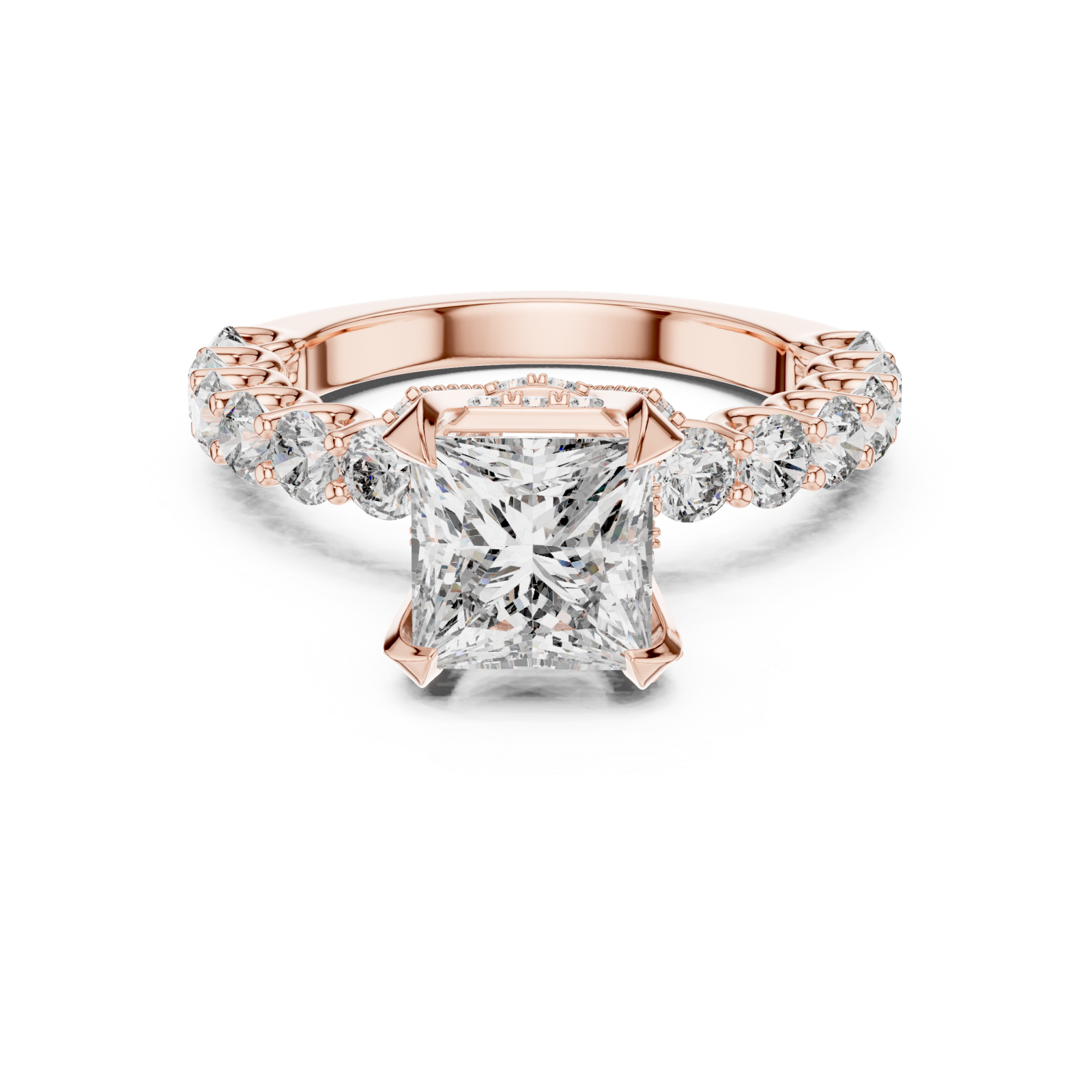  Rose Gold Twilight Glow Marquise Halo Ring Front View