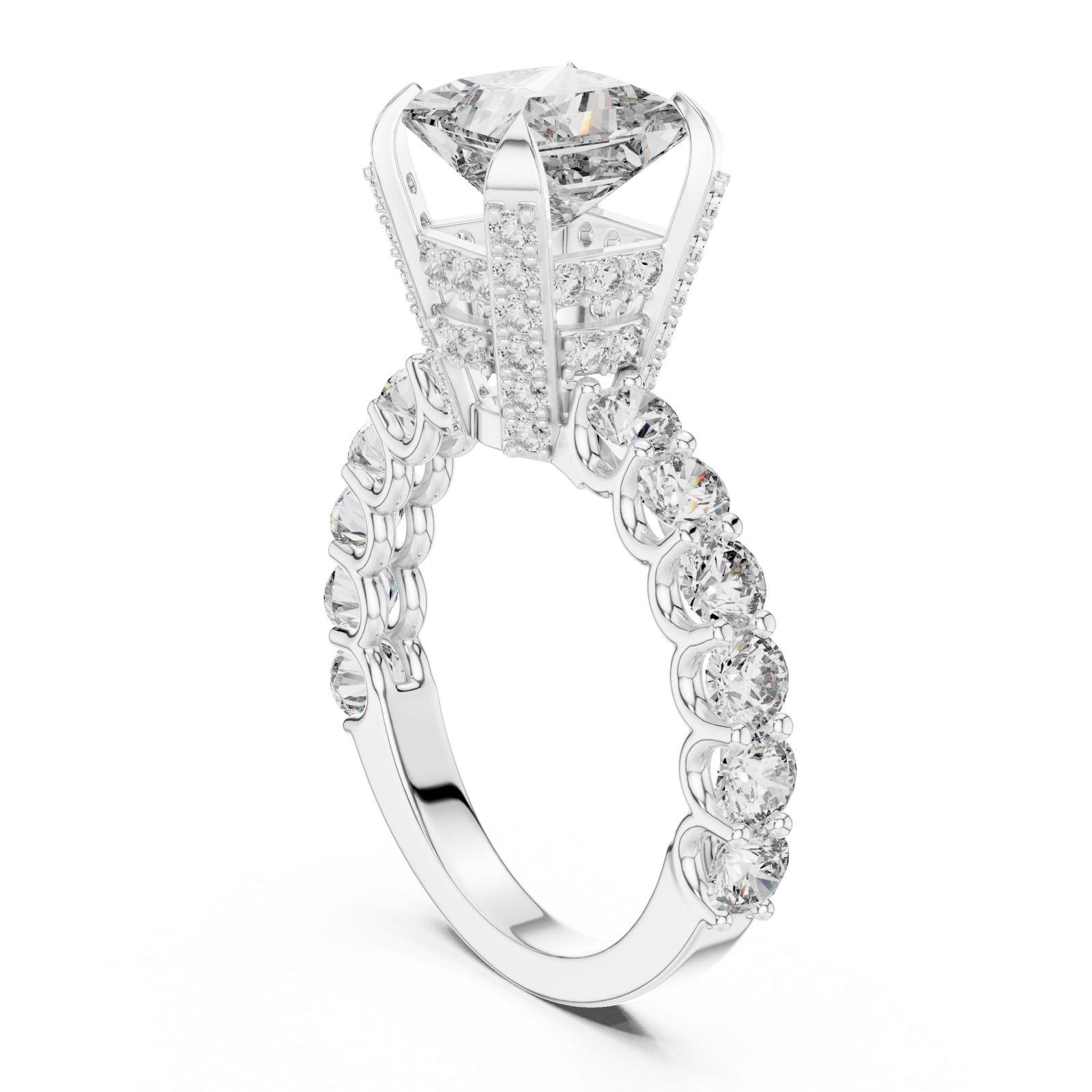  White Gold Twilight Glow Marquise Halo Ring Left View