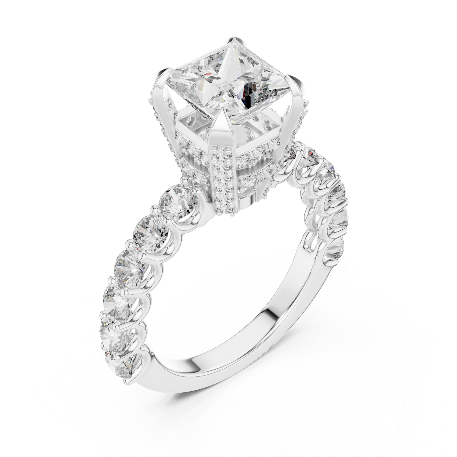  White Gold Twilight Glow Marquise Halo Ring Right View