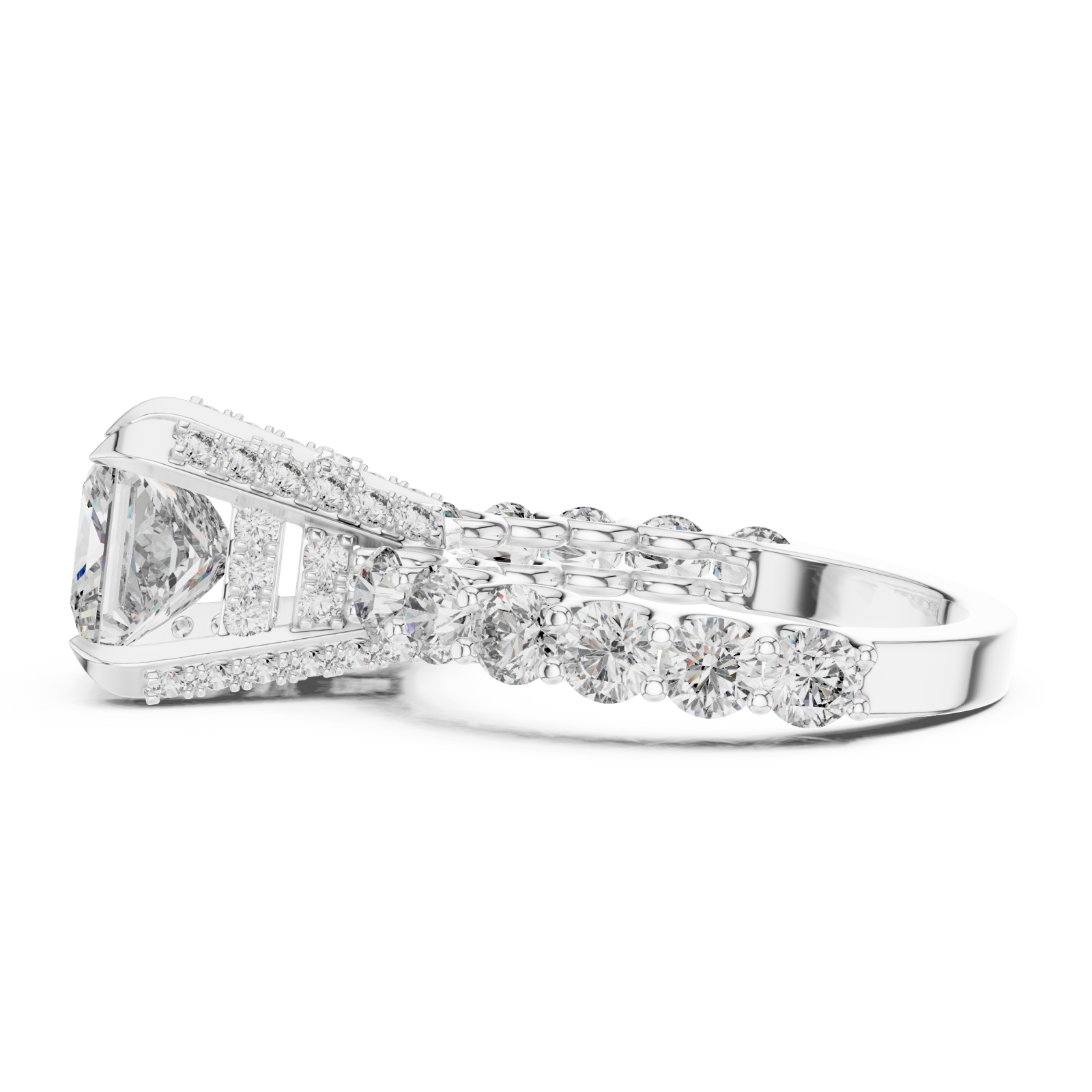  White Gold Twilight Glow Marquise Halo Ring Side View