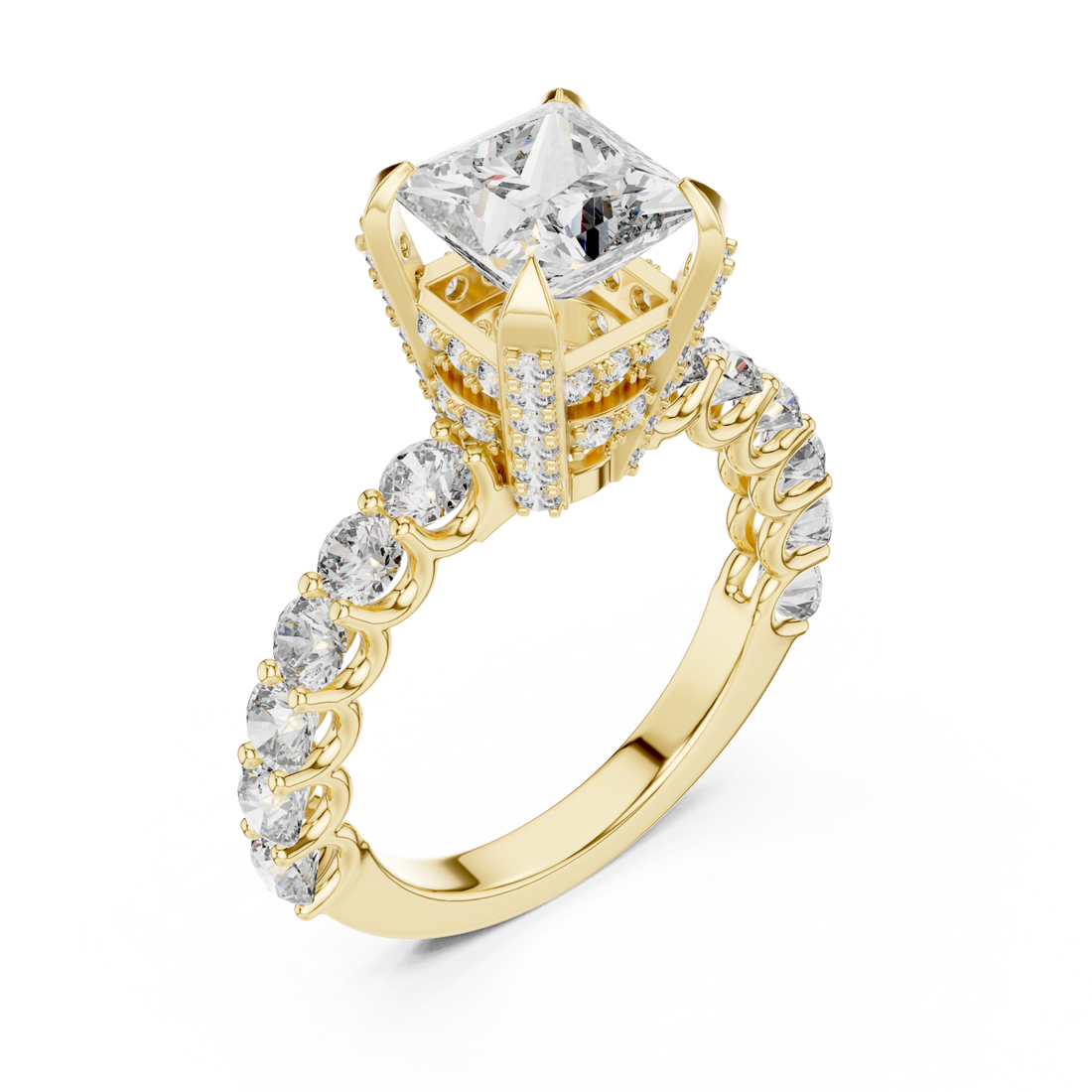 Gold Twilight Glow Marquise Halo Ring Right View