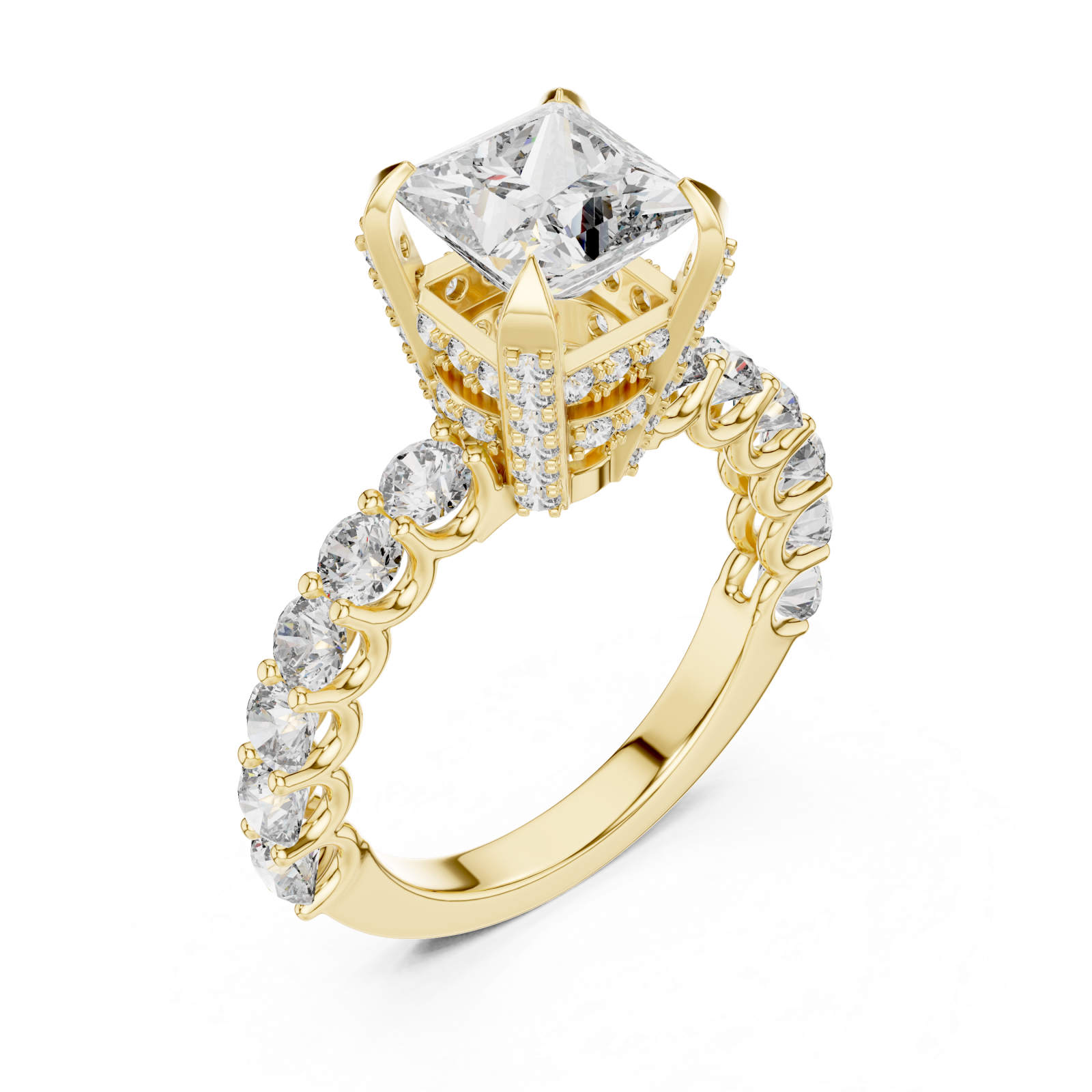 Gold Twilight Glow Marquise Halo Ring Right View