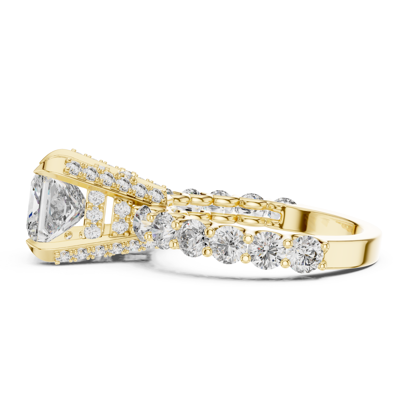  Gold Twilight Glow Marquise Halo Ring Side View