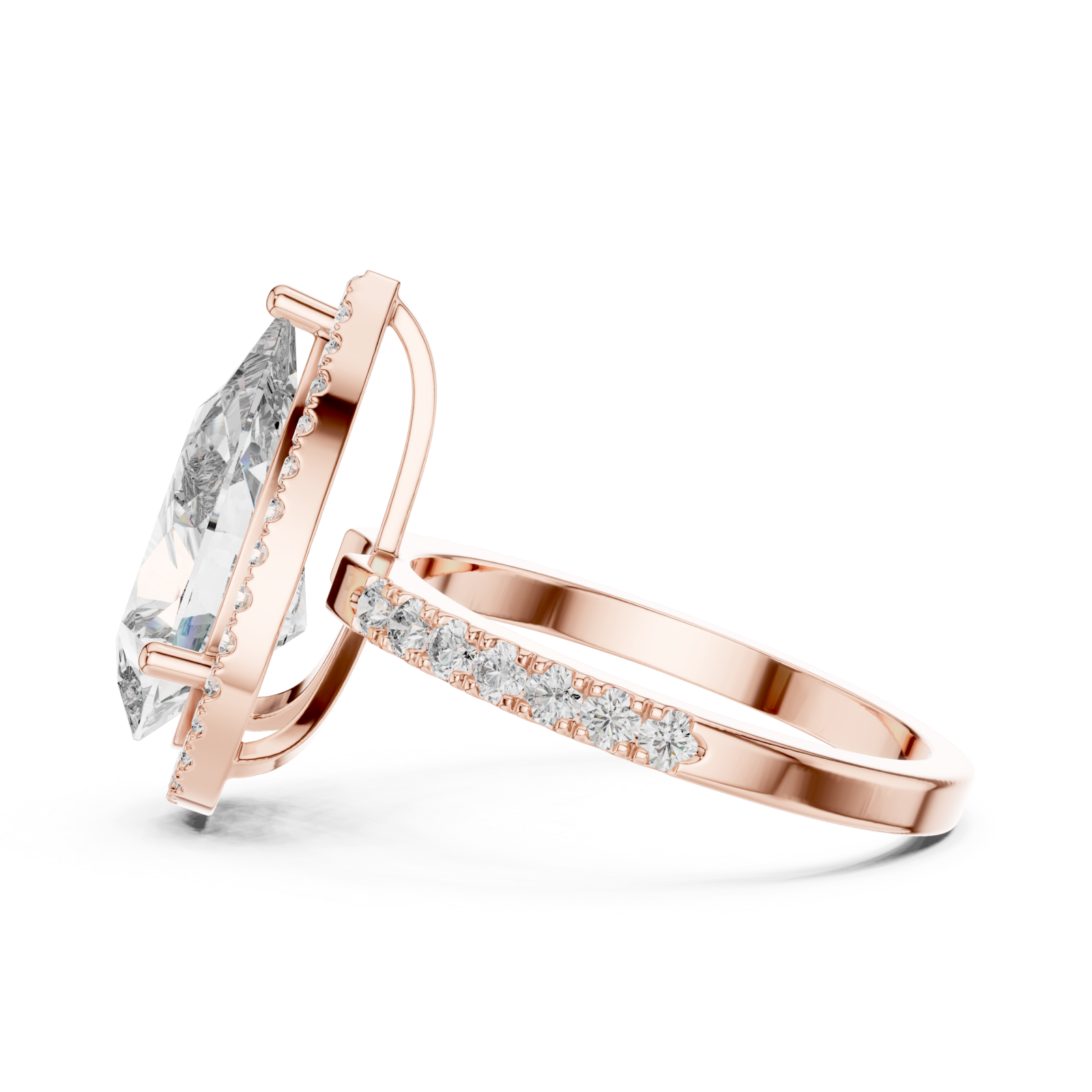  Rose Gold Celestial Whisper Halo Band Ring Side View