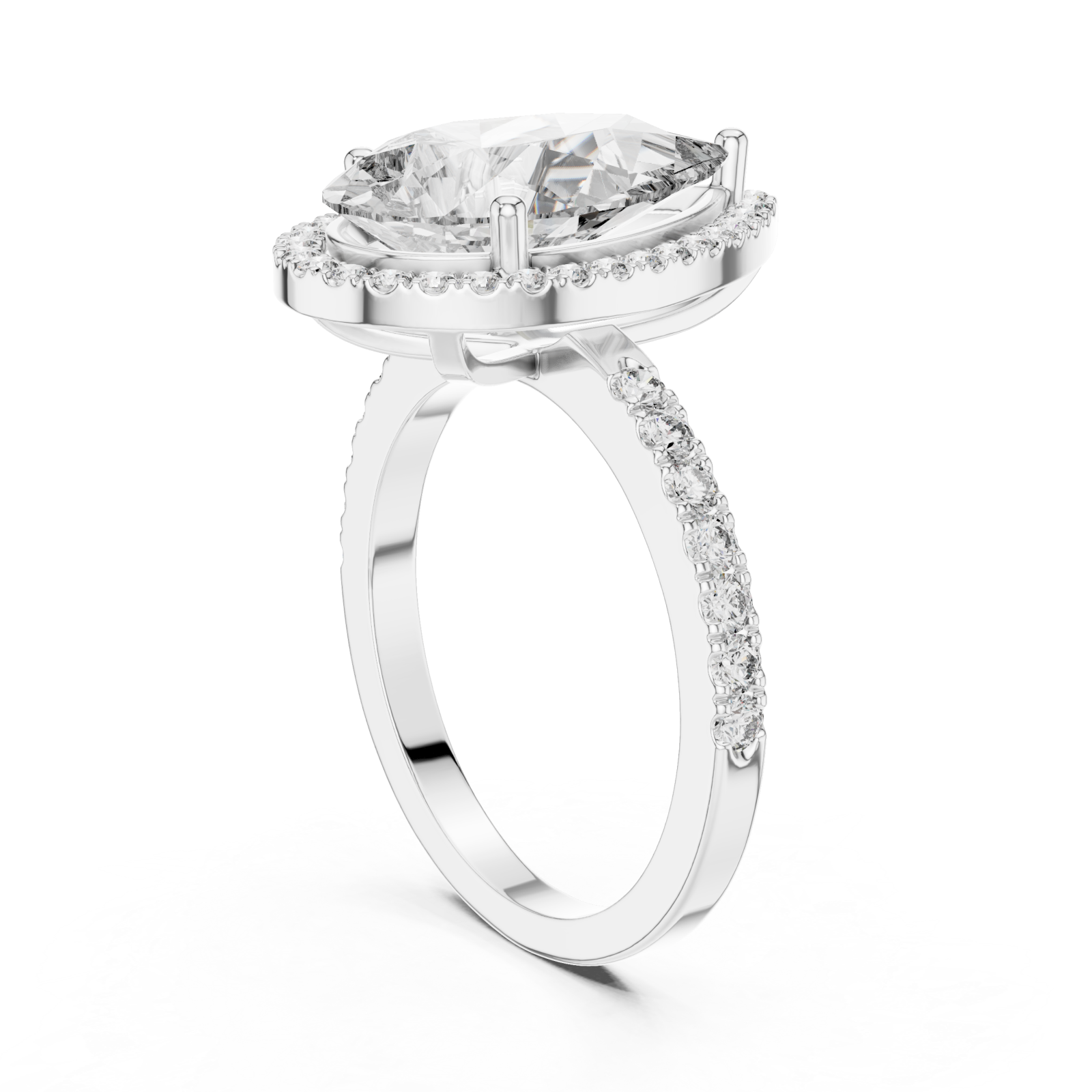  White Gold Celestial Whisper Halo Band Ring Left View
